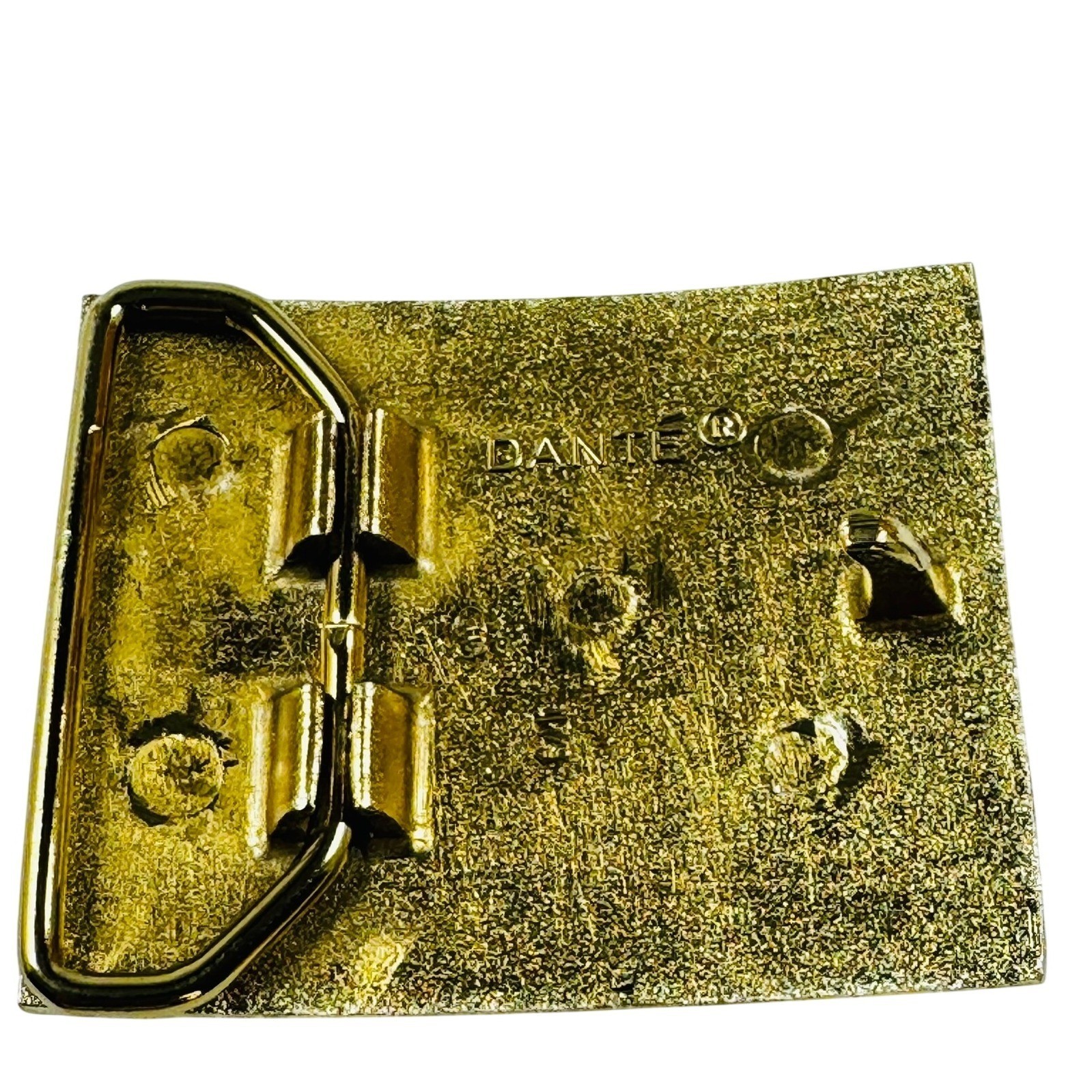 Dante VTG Belt Buckle Two Tone Gold Silver Golf Clubs MCM 70s Dad Grandpacore
