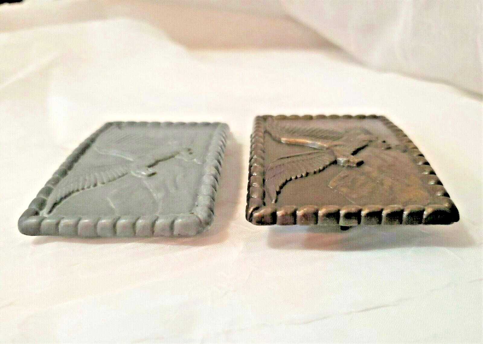 (2) American Eagle Wing Span, Mountains, Soaring, Flying, Primitive Belt Buckles