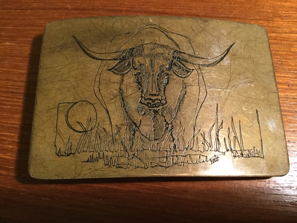VTG Belt Buckle Ampersand Brass Engraved Belt Buckle – Engraved Bull Design