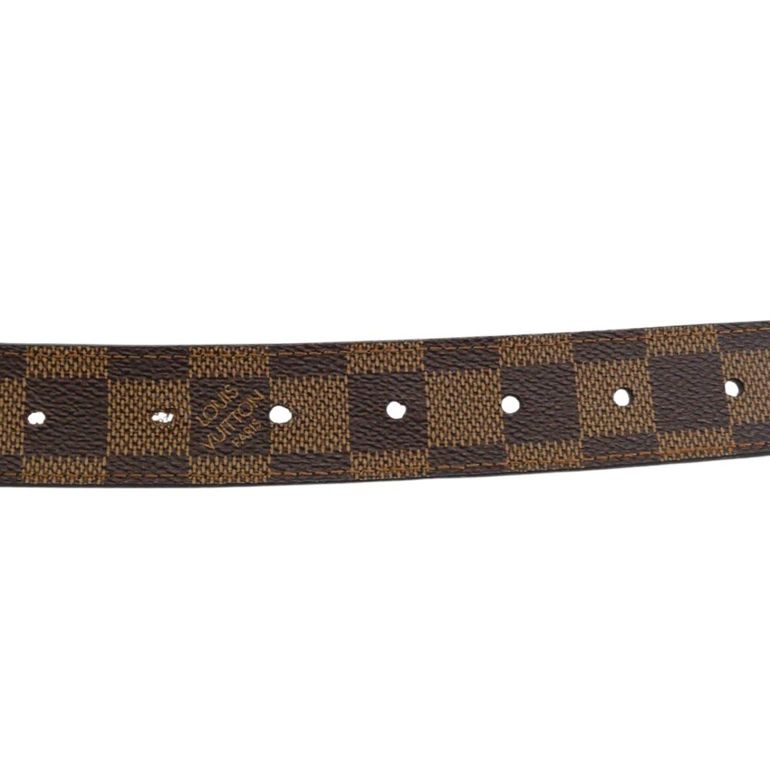 Louis Vuitton M6803 Damier Logo Buckle Suntulle Carre Leather Belt Brown Used