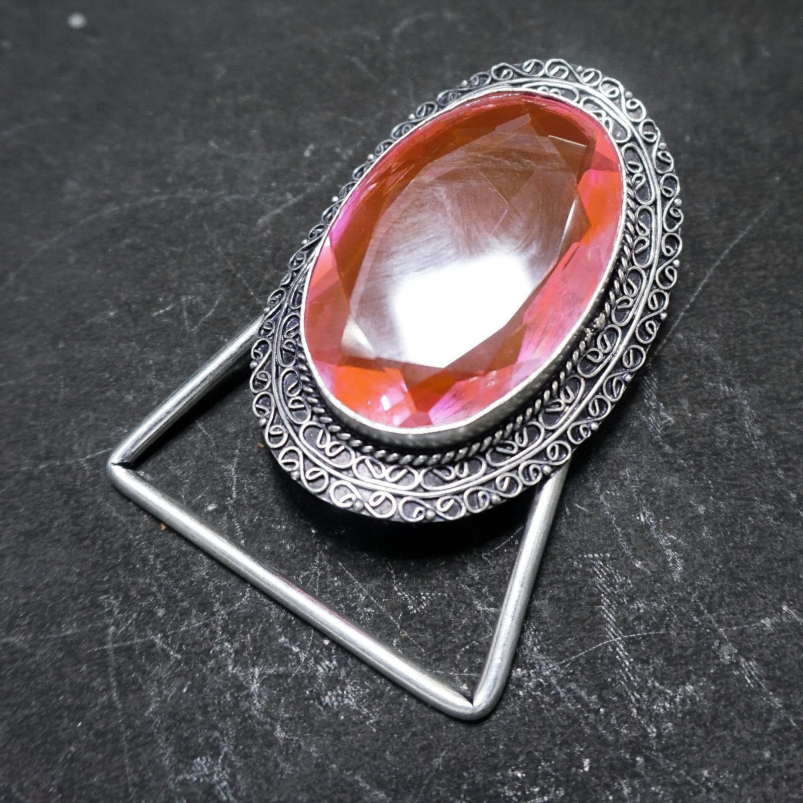 Western Belt Buckle Pink Kunzite Stone Silver Plated Cowboy Belt Buckle For Men