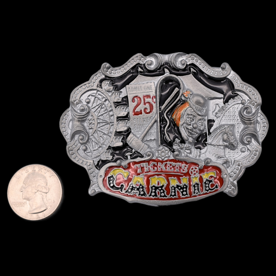 Carnie Clown Fair Ferris Wheel Ticket Booth Zinc Alloy Belt Buckle