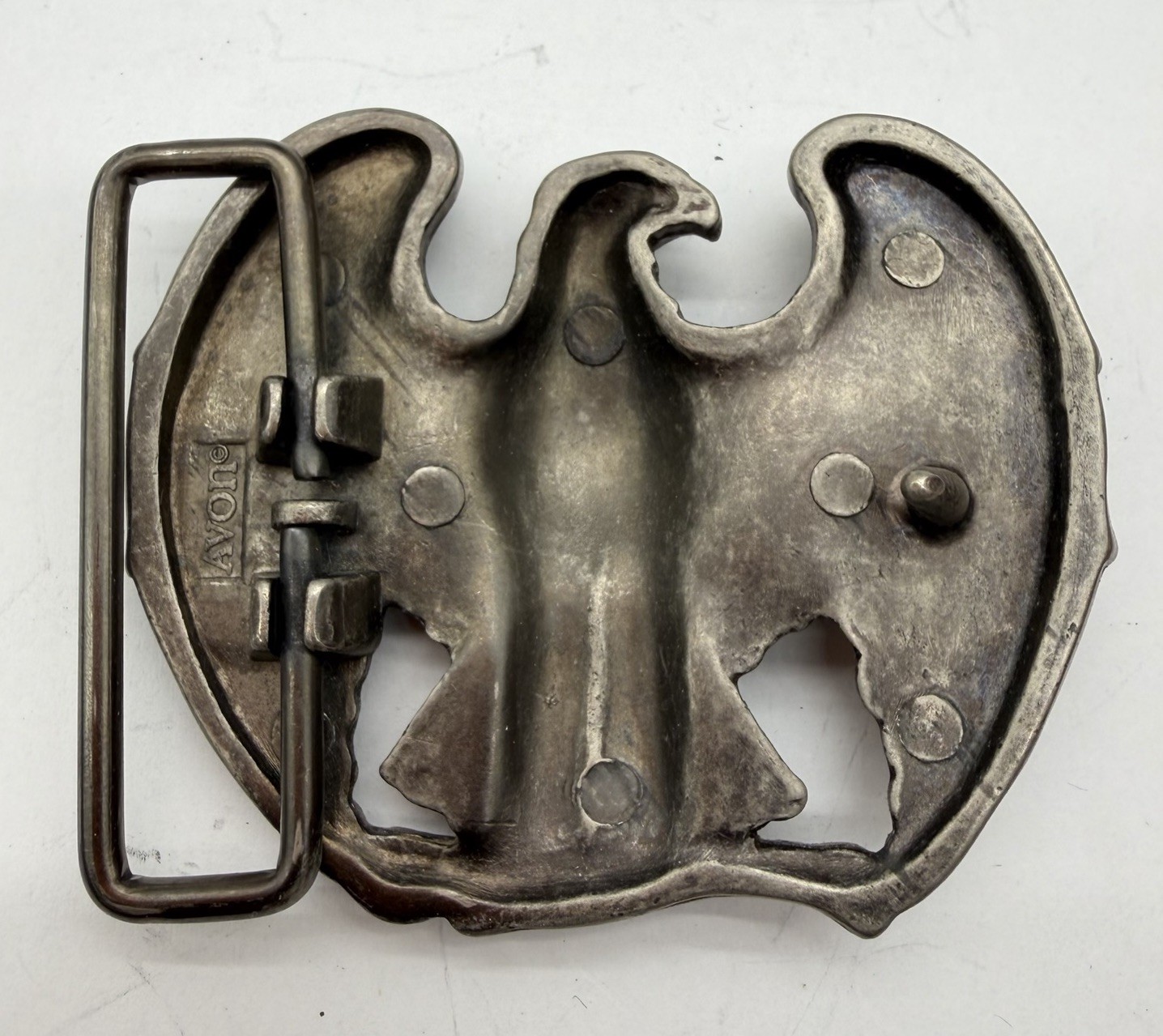 Vintage Belt Buckle Avon Eagle Wings Bird Metal Silver Tone