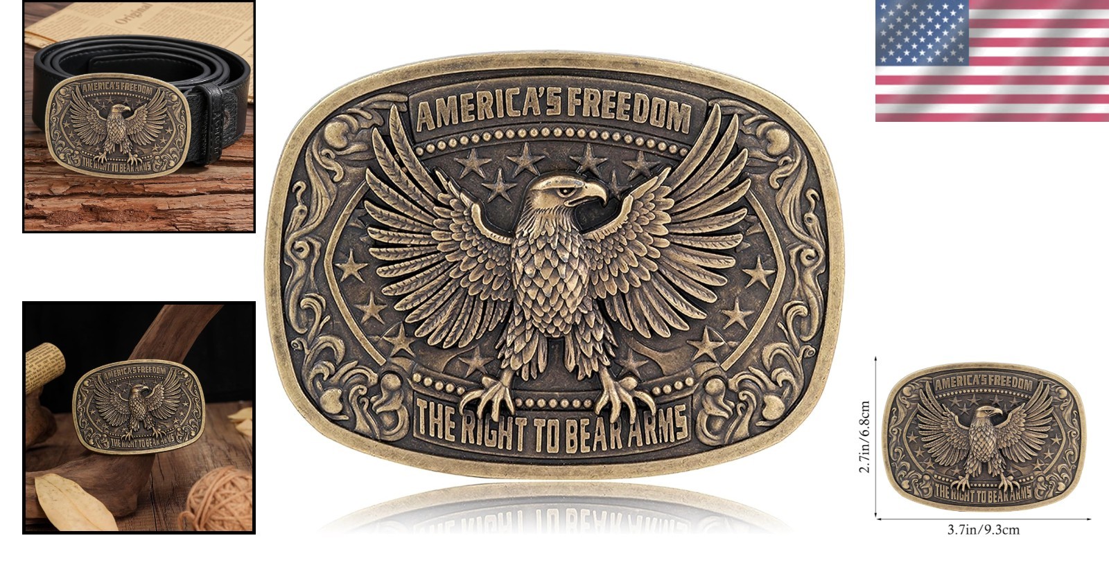 Bronze Eagle Cowboy Belt Buckle – Celebrate American Heritage with Style