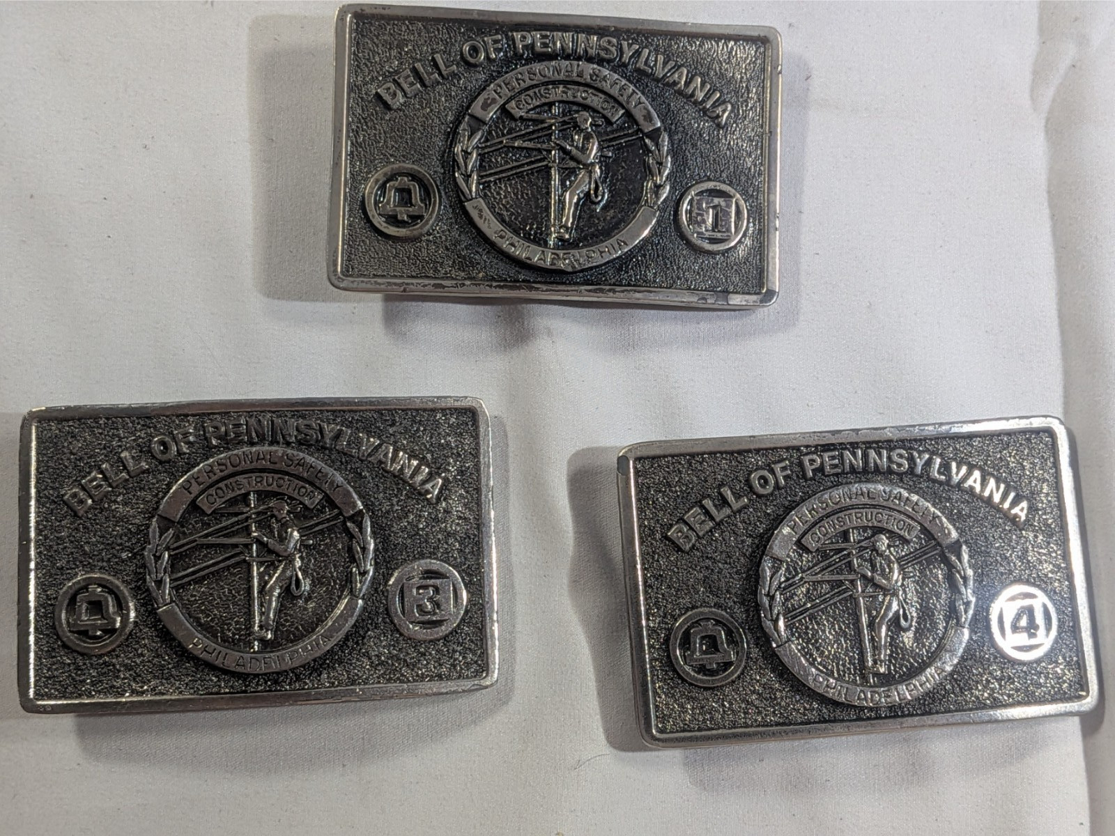 Vintage Bell of Pennsylvania Belt Buckles Lot of 3 | Brass | 1981–82 | USA Made
