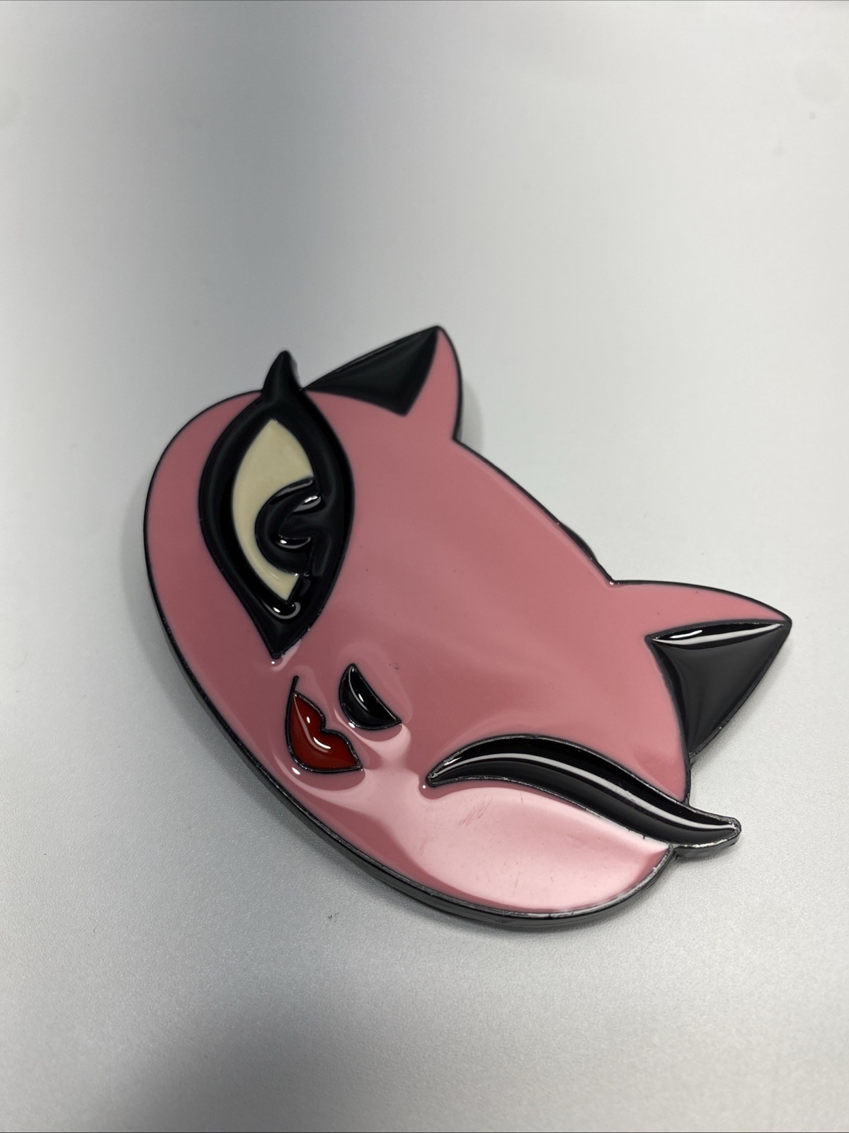 Vintage Y2K Pink and Black Enamel Cat Belt Buckle (3.5in x 2.25in) New Old Stock