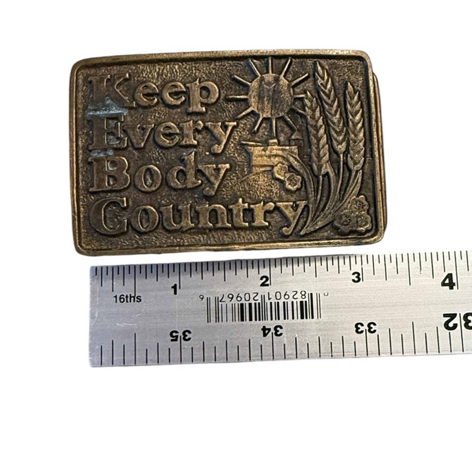 Vintage Brass/Bronze Keep Everybody Country Western Belt Buckle 1979