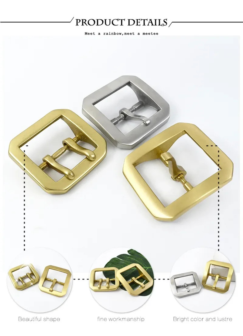 40mm Pure Brass Belt Buckles Men Pin Buckle Stainless Steel Belts