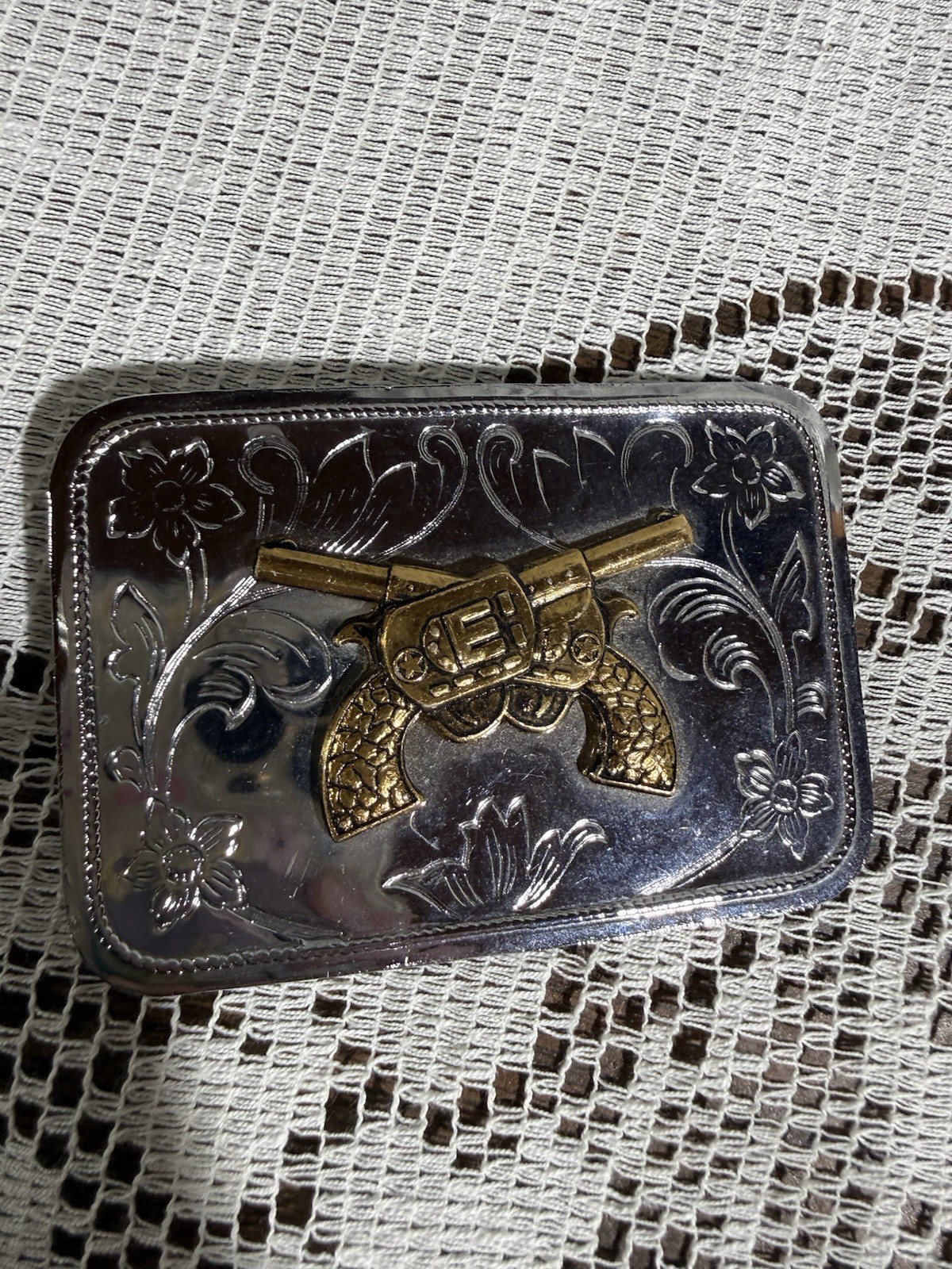 Set of 2 Metal Western Belt Buckles for Men – Cross Revolver And Saddle Design