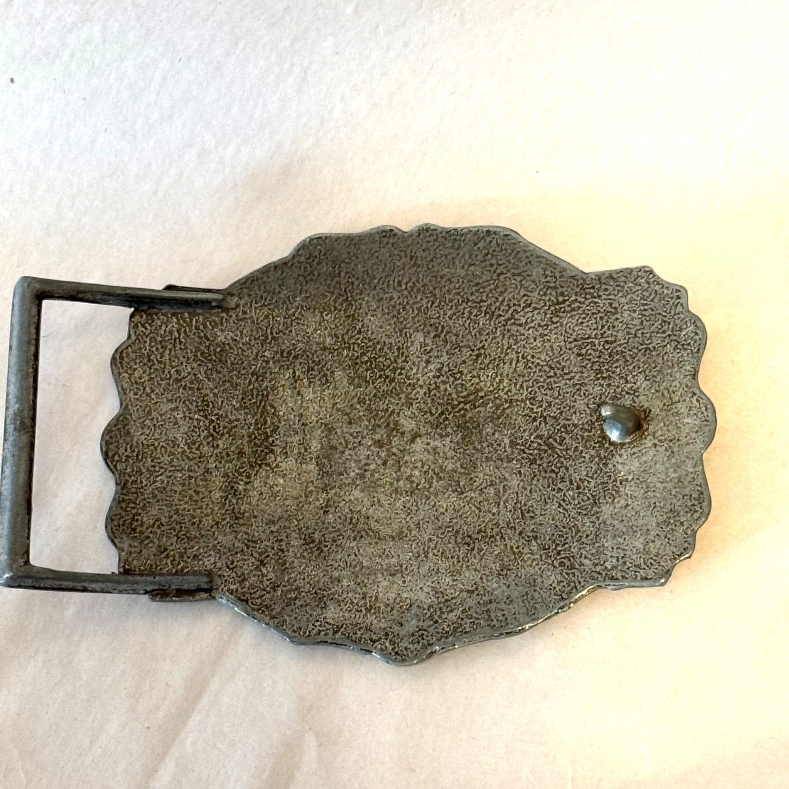 Pewter Livingston Wells & Co Gold Dealers Belt Buckle Circa 1970s