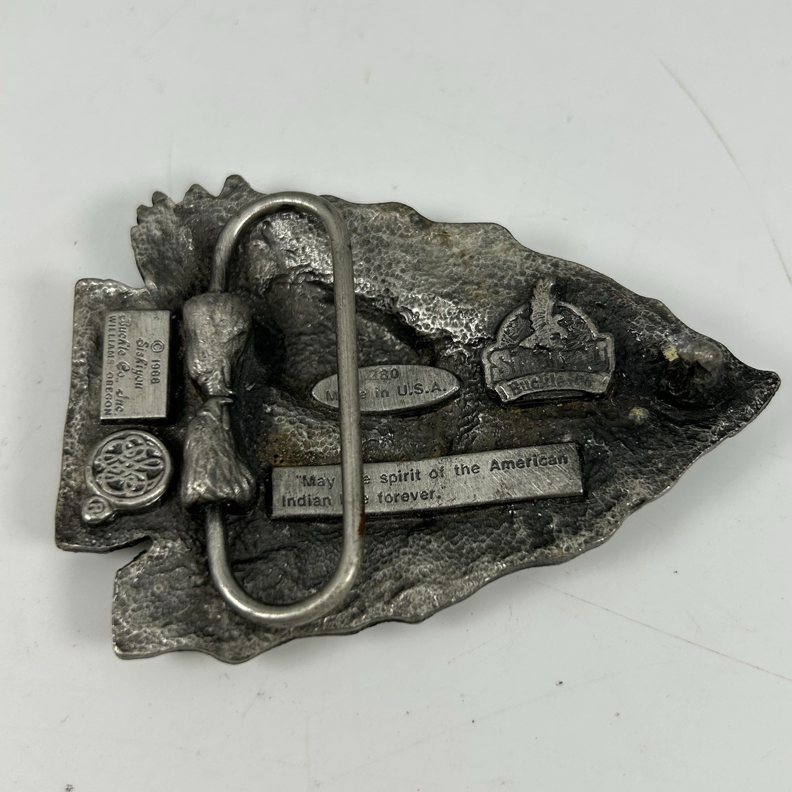 Siskiyou Buckle Co 1988 Western Arrowhead Eagle Metal Pewter Belt Buckle Z80 USA