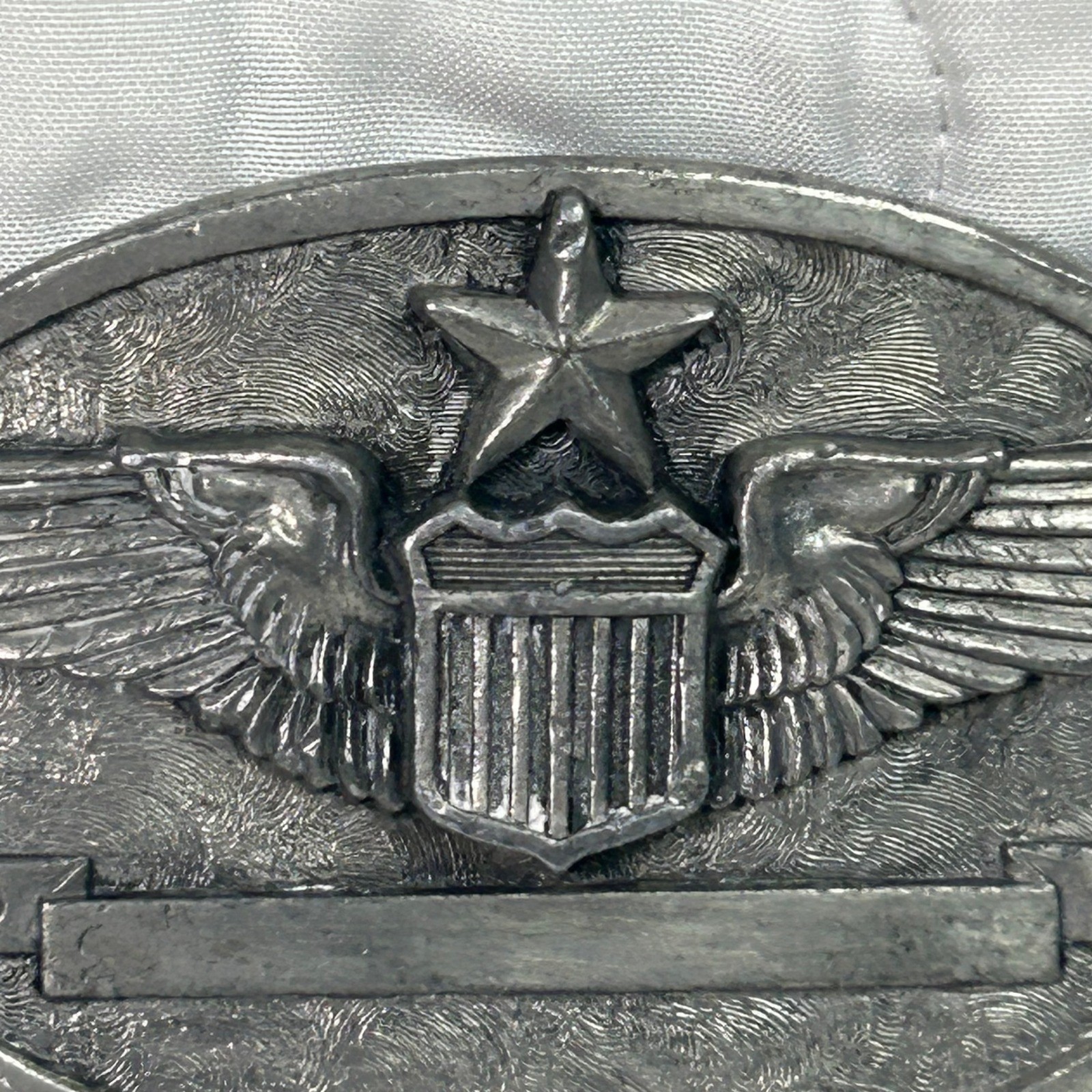 Vintage 1983 Buckle Connection Senior AAF USAF Pilot Wings Belt Buckle Silver