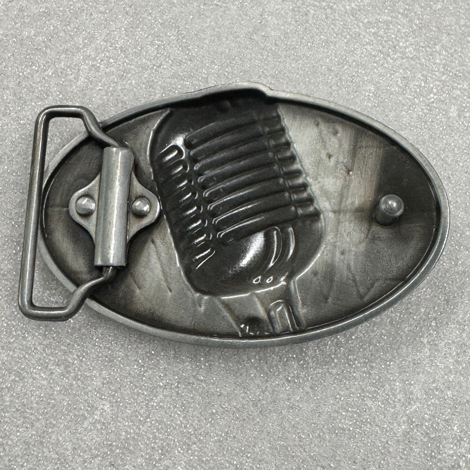 Microphone Sound Wave Belt Buckle Retro Music Rockabilly Metal