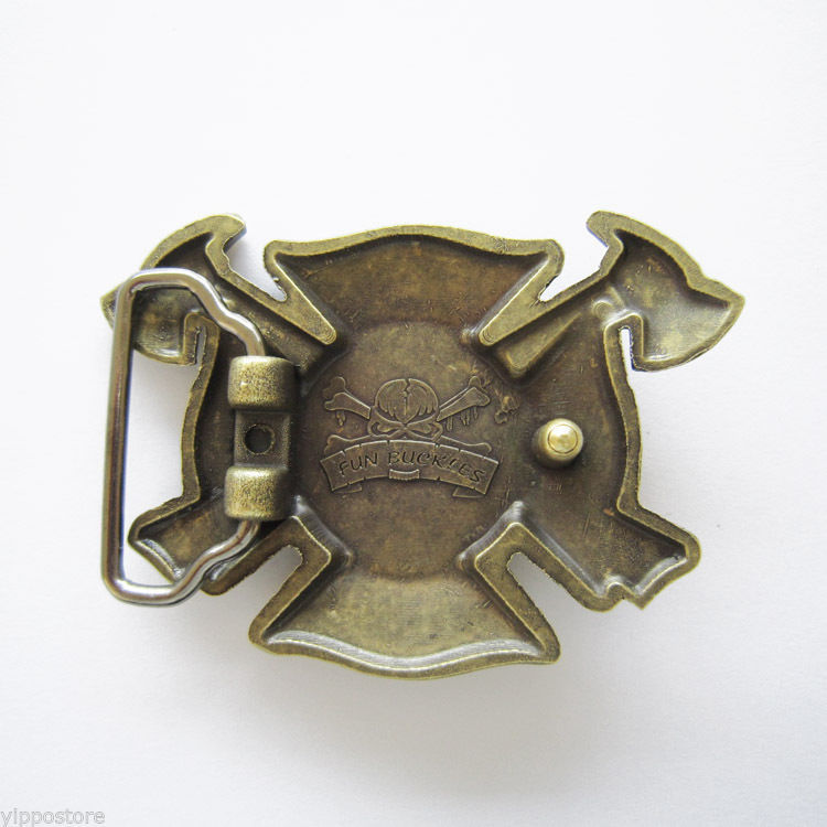 Antique Brass Plated Fire Firefighter Belt Buckle
