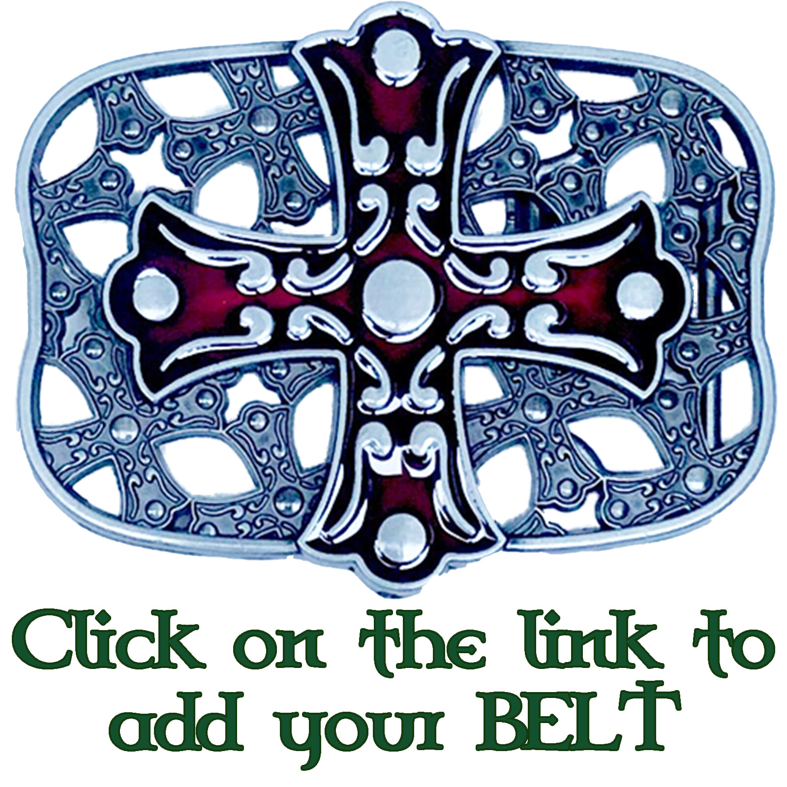 Gothic Cross Belt Buckle Metal Biker Pewter Style Heraldic