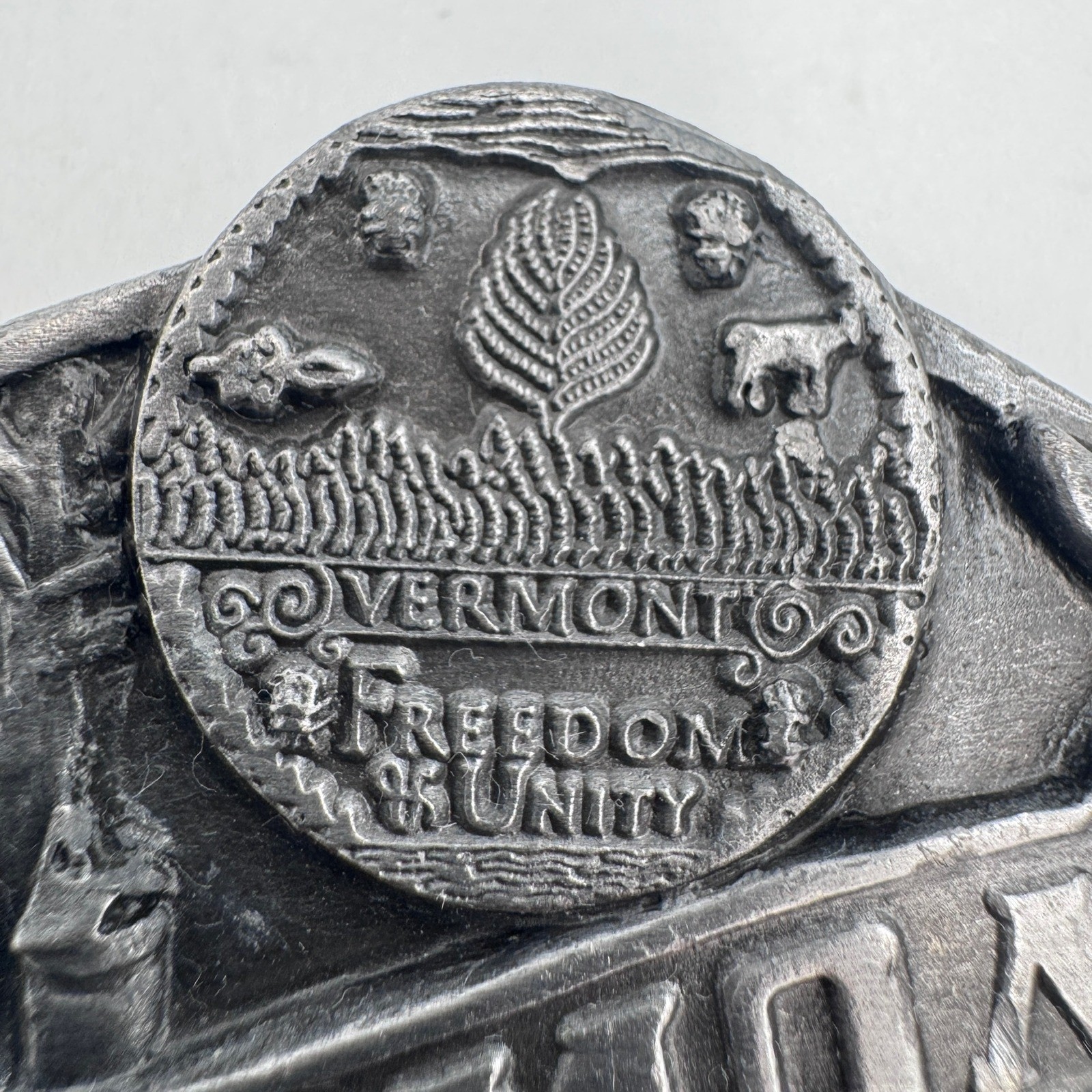 Vintage 1986 Siskiyou Vermont State Belt Buckle T-55 Freedom & Unity Made in USA
