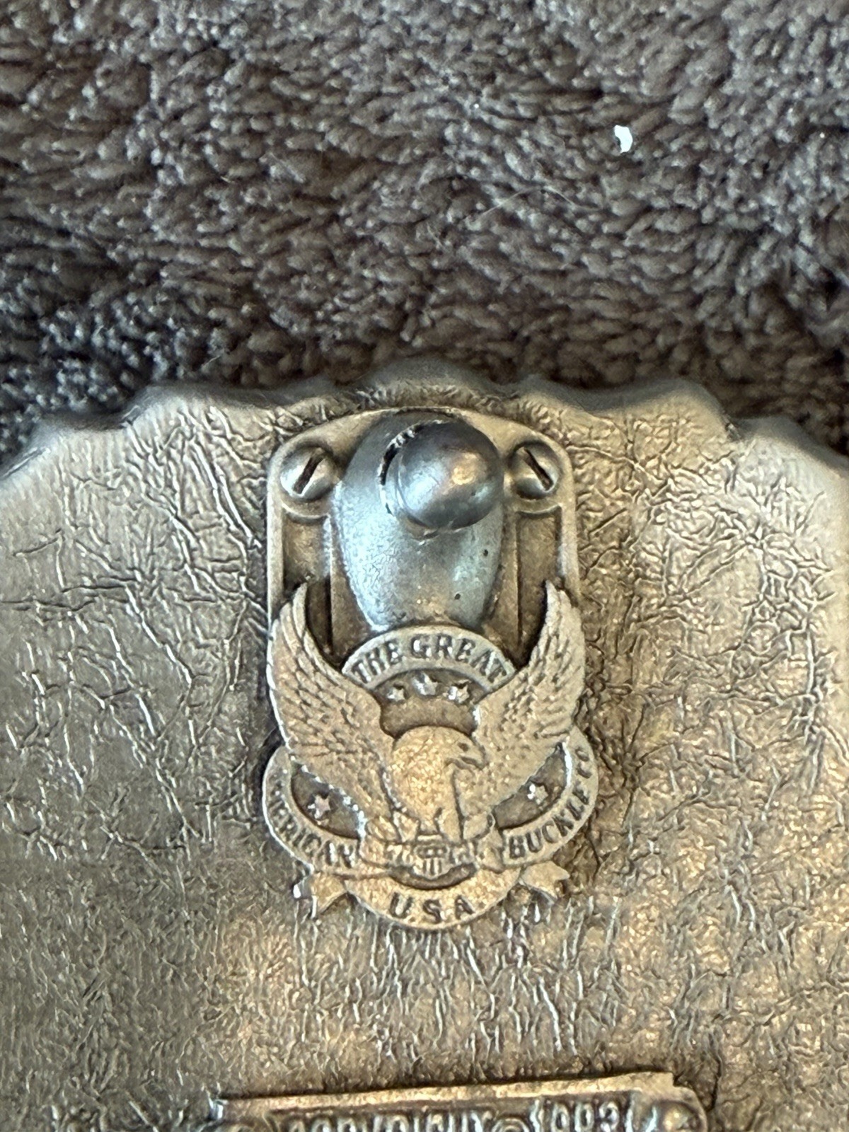 Vintage 1980s Great American Belt Buckle Co- Pewter & Enamel American Bald Eagle