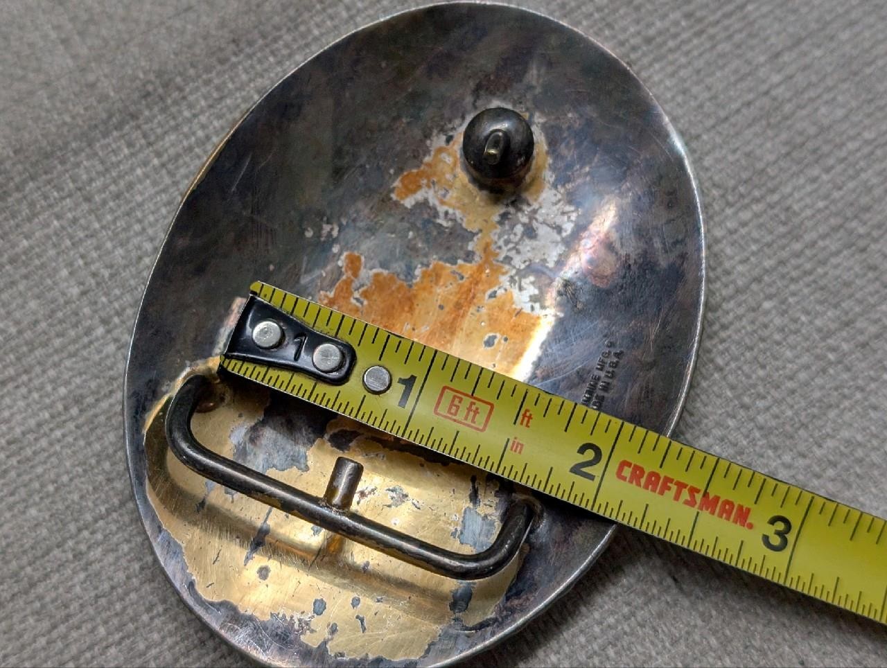 vintage CRUMRINE belt buckle « B » heavy silver plate BRONZE sterling WESTERN
