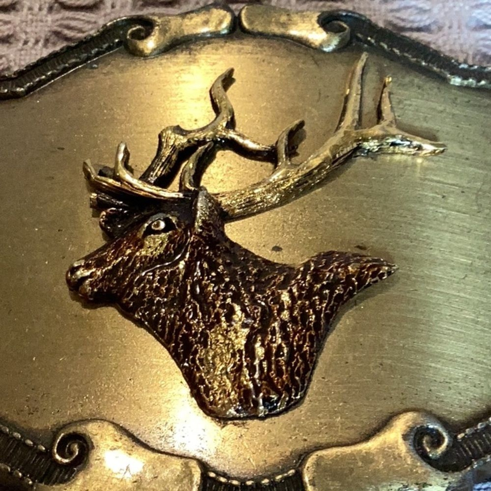 Elk Mule Deer Head Raintree Buckle & Jewelry Inc Brass Belt Buckle Hunting Theme