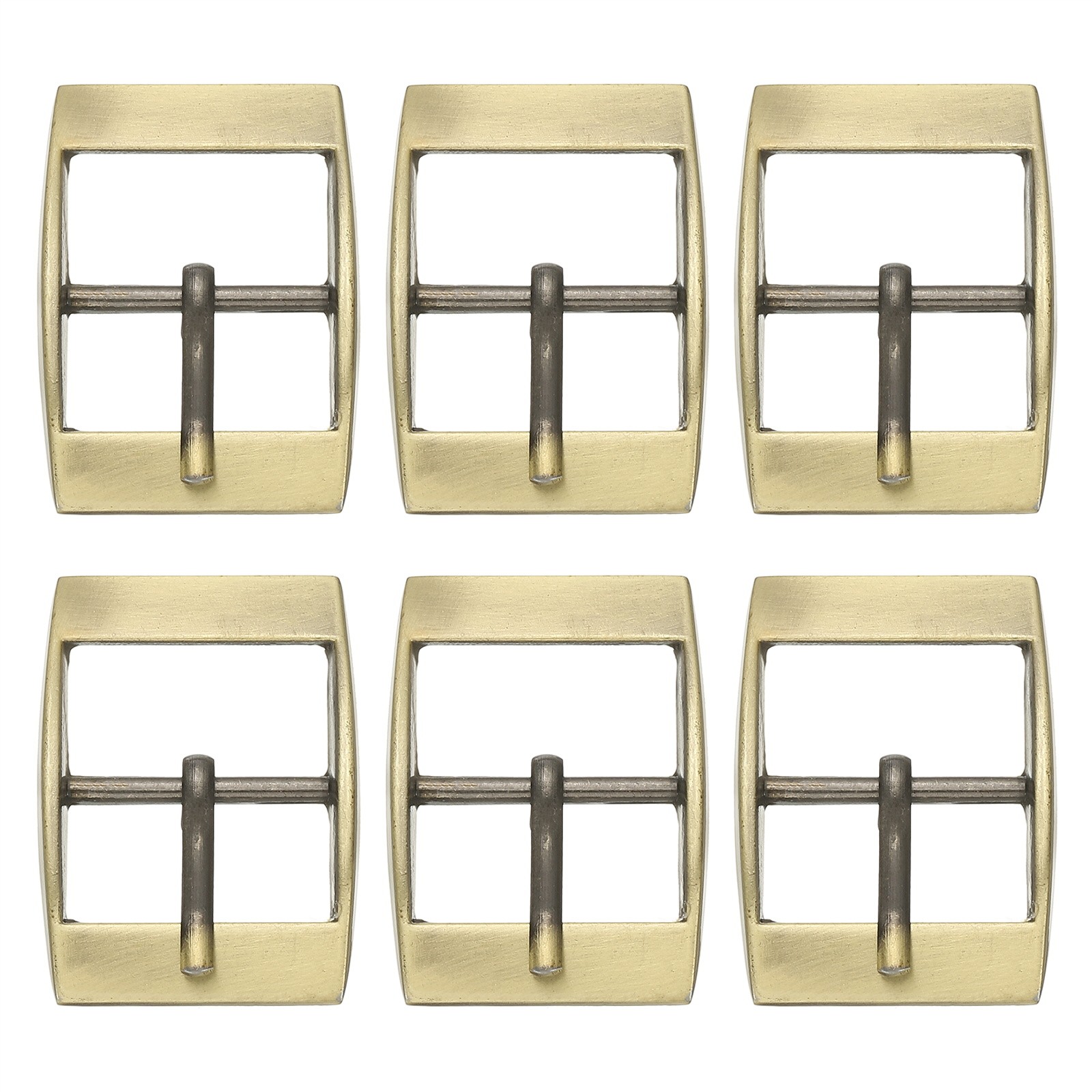 6 Pcs 1 Inch Single Prong Buckles Square Center Bar Buckles, Bronze