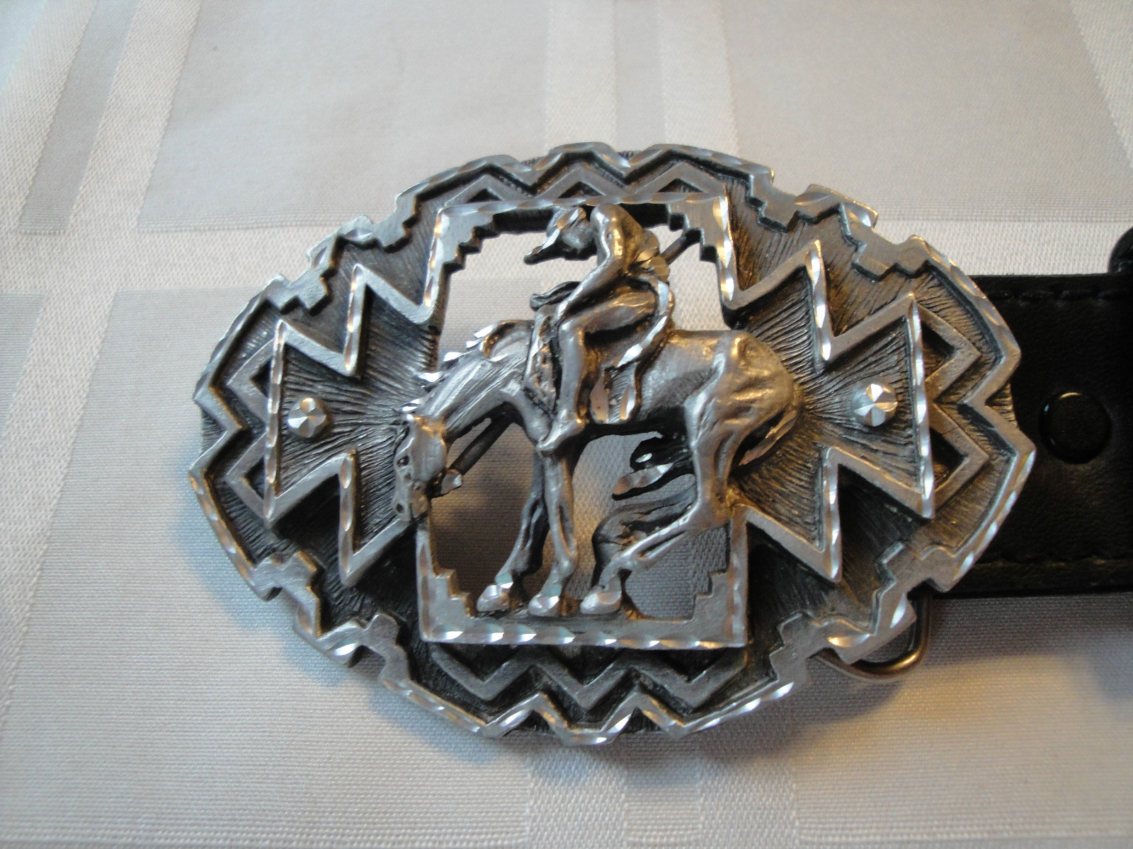 End of Trail Pewter Buckle & Leather Belt- Made in USA by Enchantment