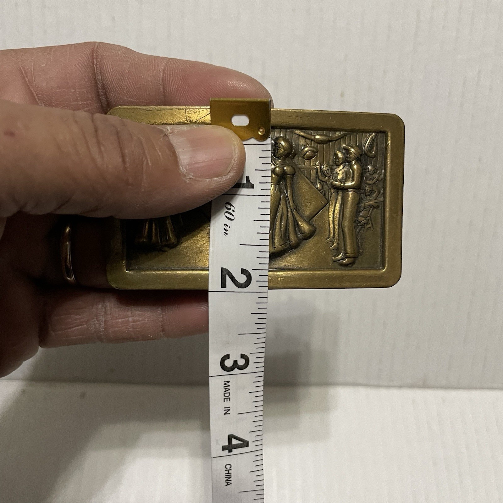 Vintage Western Square Dancing Belt Buckle Cowboy Solid Brass 3D Graphics Rodeo