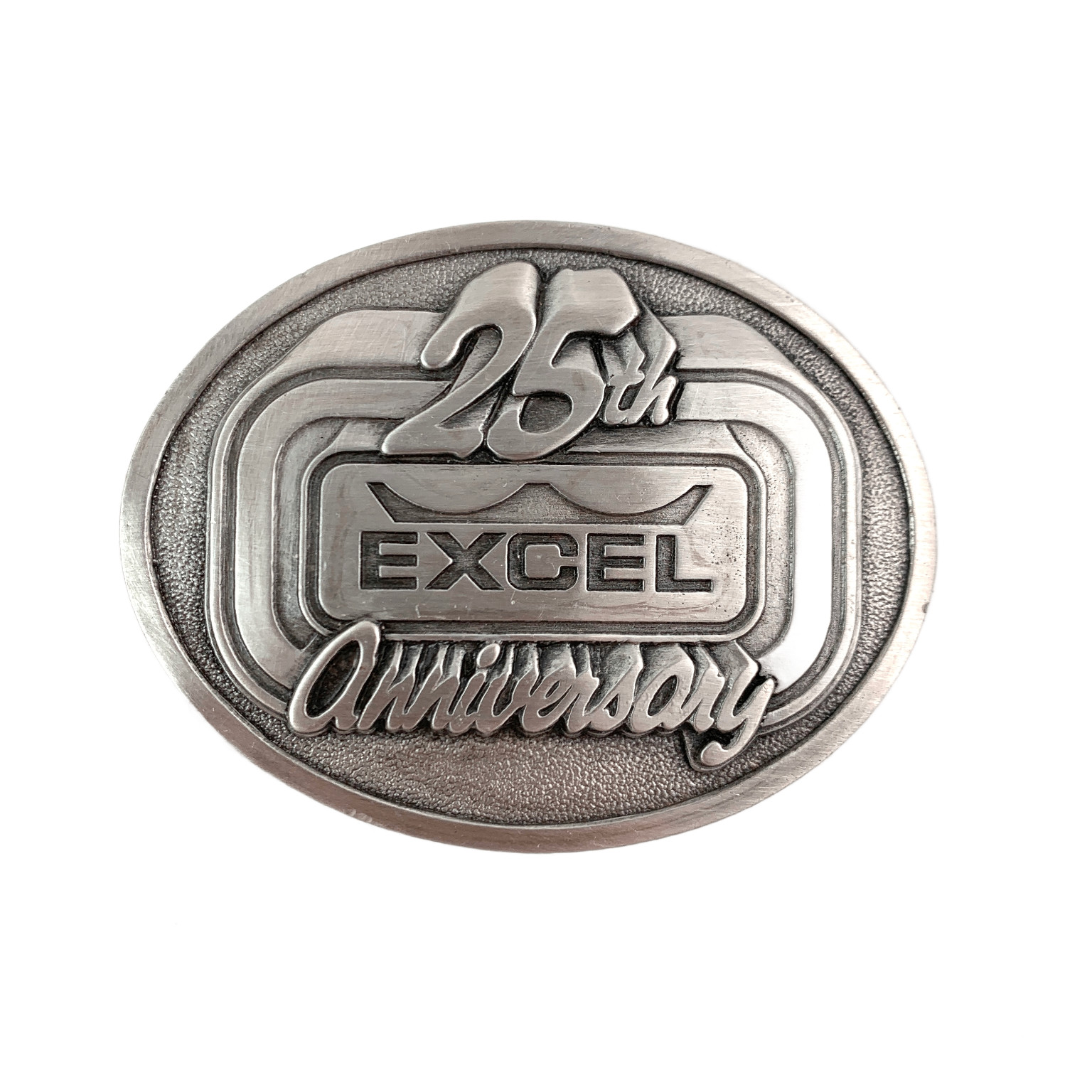 Excel 25th Anniversary Belt Buckle Silver Tone Oval Limited Edition 1985