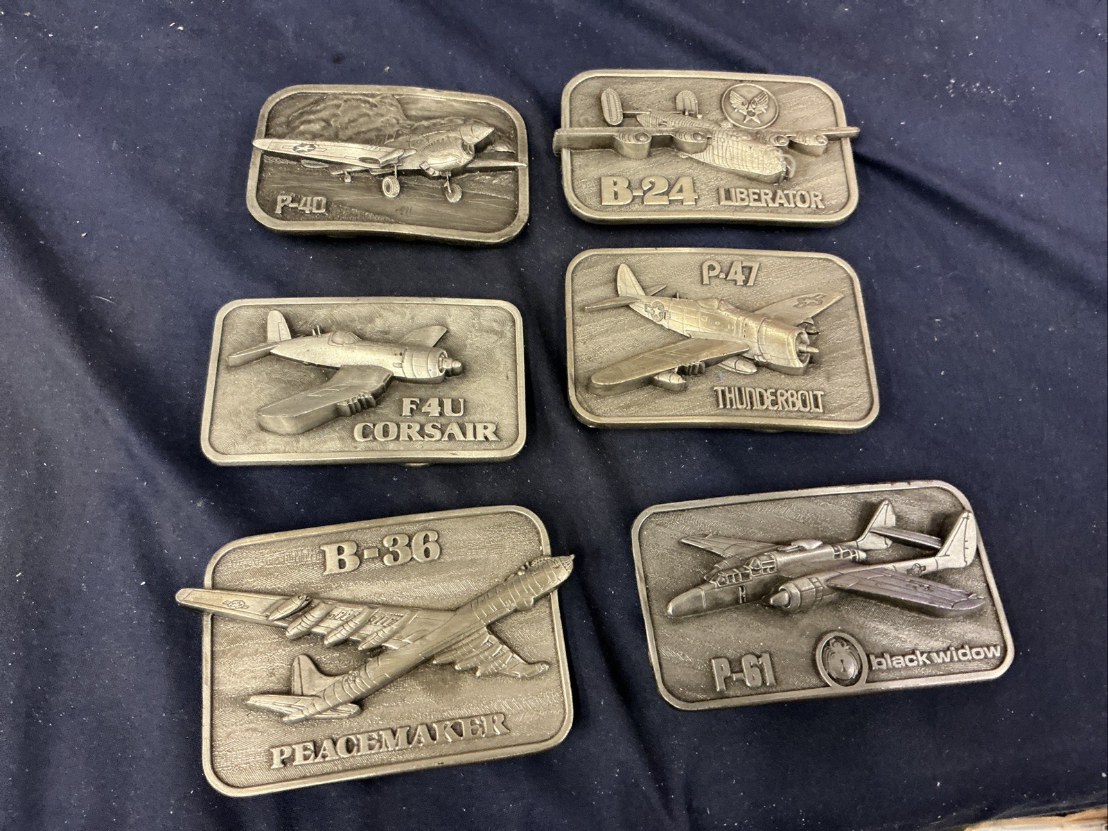 Vintage Buckle Connection Belt Buckles Military Aircraft Lot Of 6 WW2 Planes