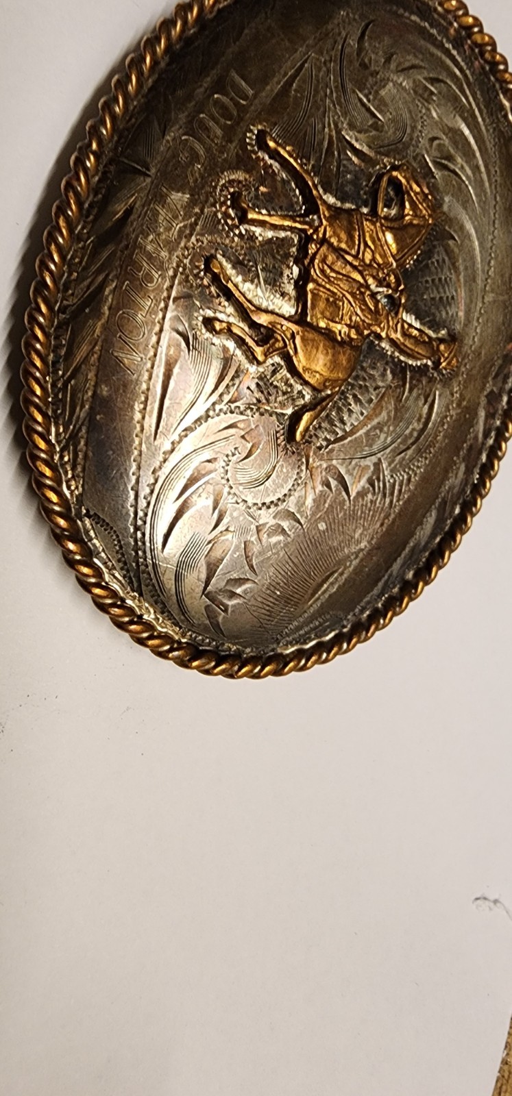 .925 Silver Front Vintage German Silver Western Belt Buckle Cowboy Roping