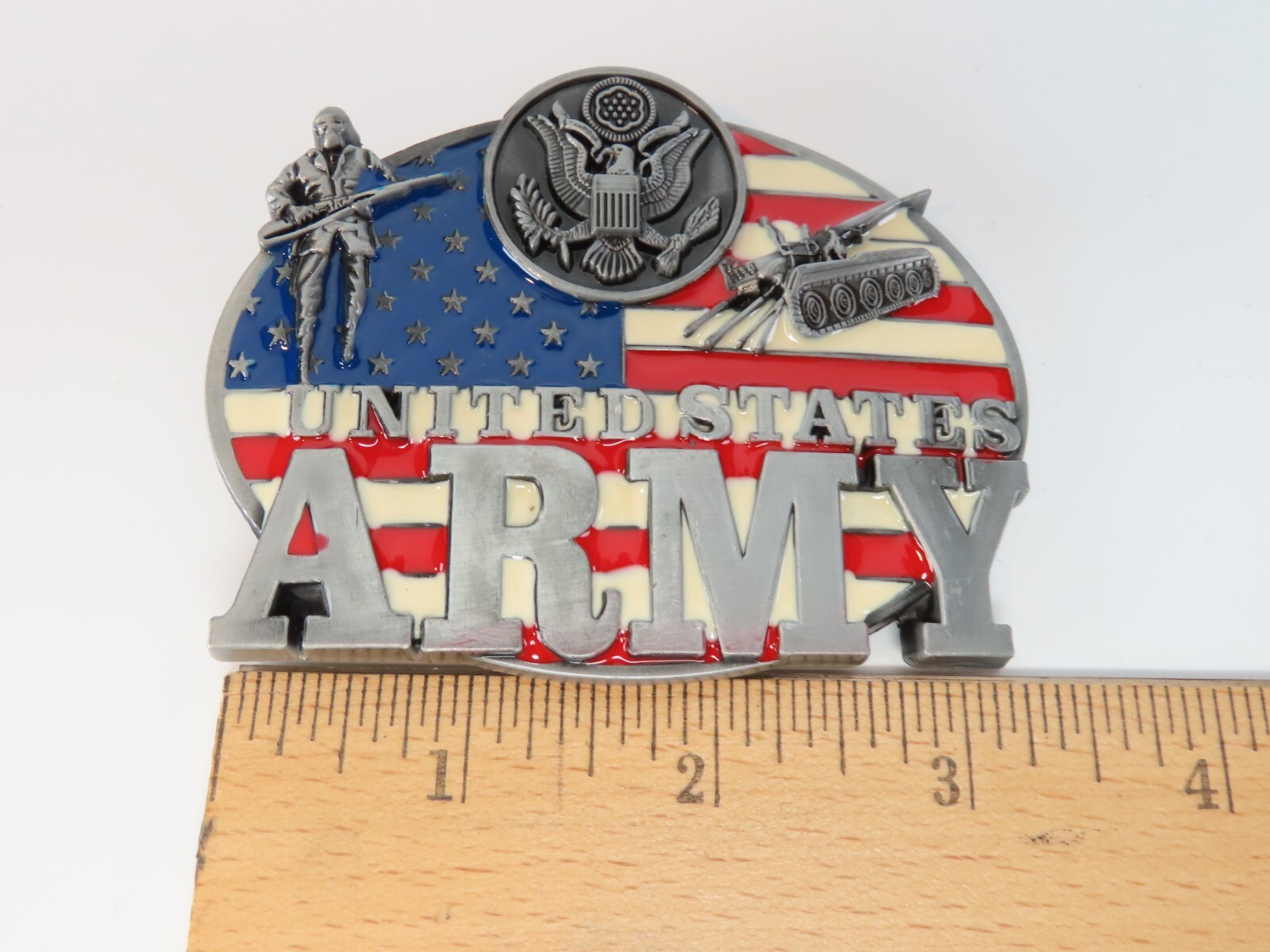 United States Army American Flag Belt Buckle Enameled Metal New