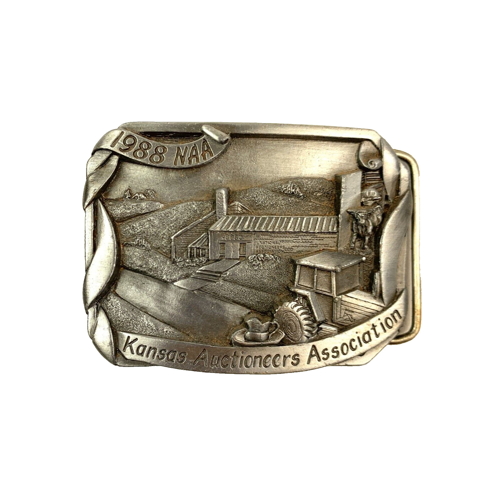 Kansas Auctioneers Association NAA Jane Gehring Metal Belt Buckle 1988 80/300