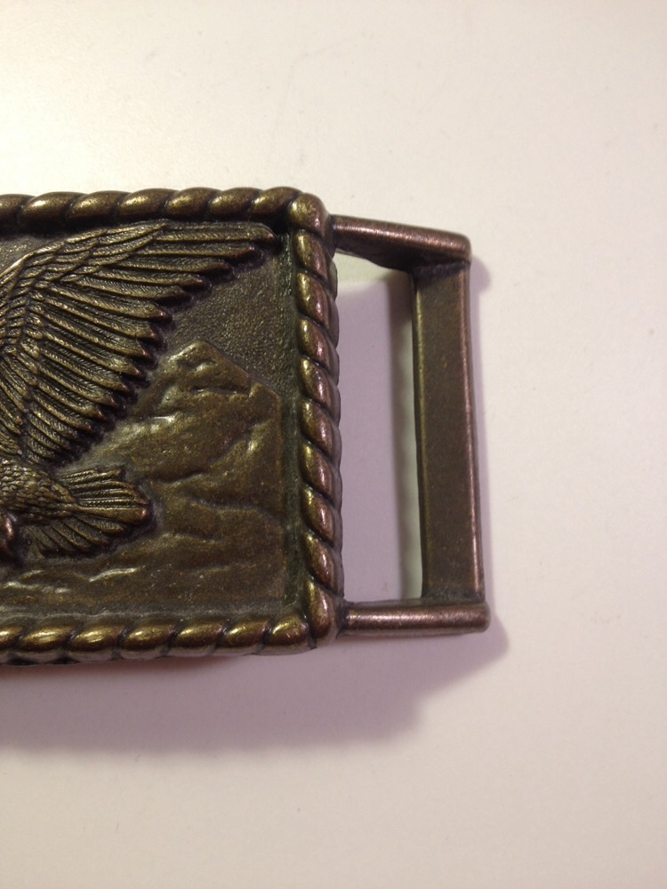 Beautiful Brass Belt Buckle With Eagle On Front * Mountain And Nice Border