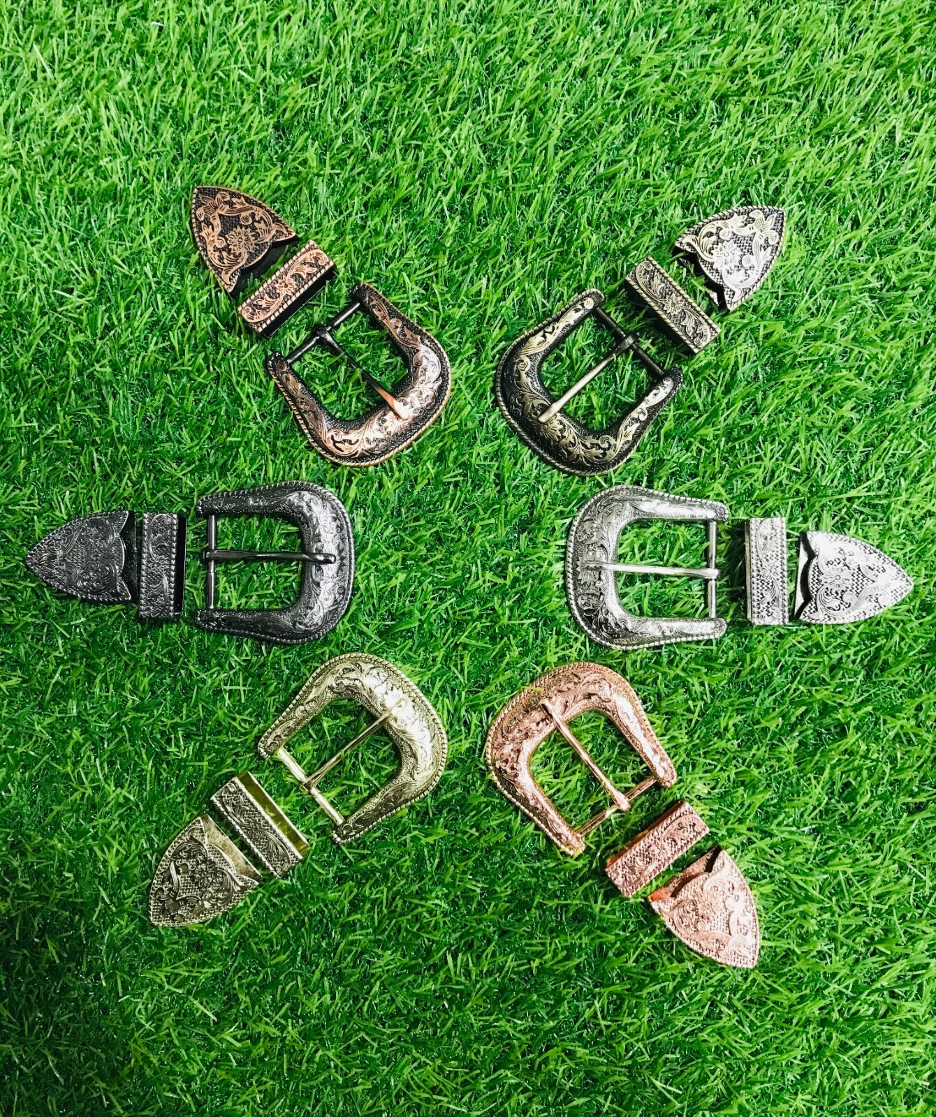 Western 3 piece buckle set brass buckle set 3 pcs Sagittarius buckle 1.5&Prime;, 38mm