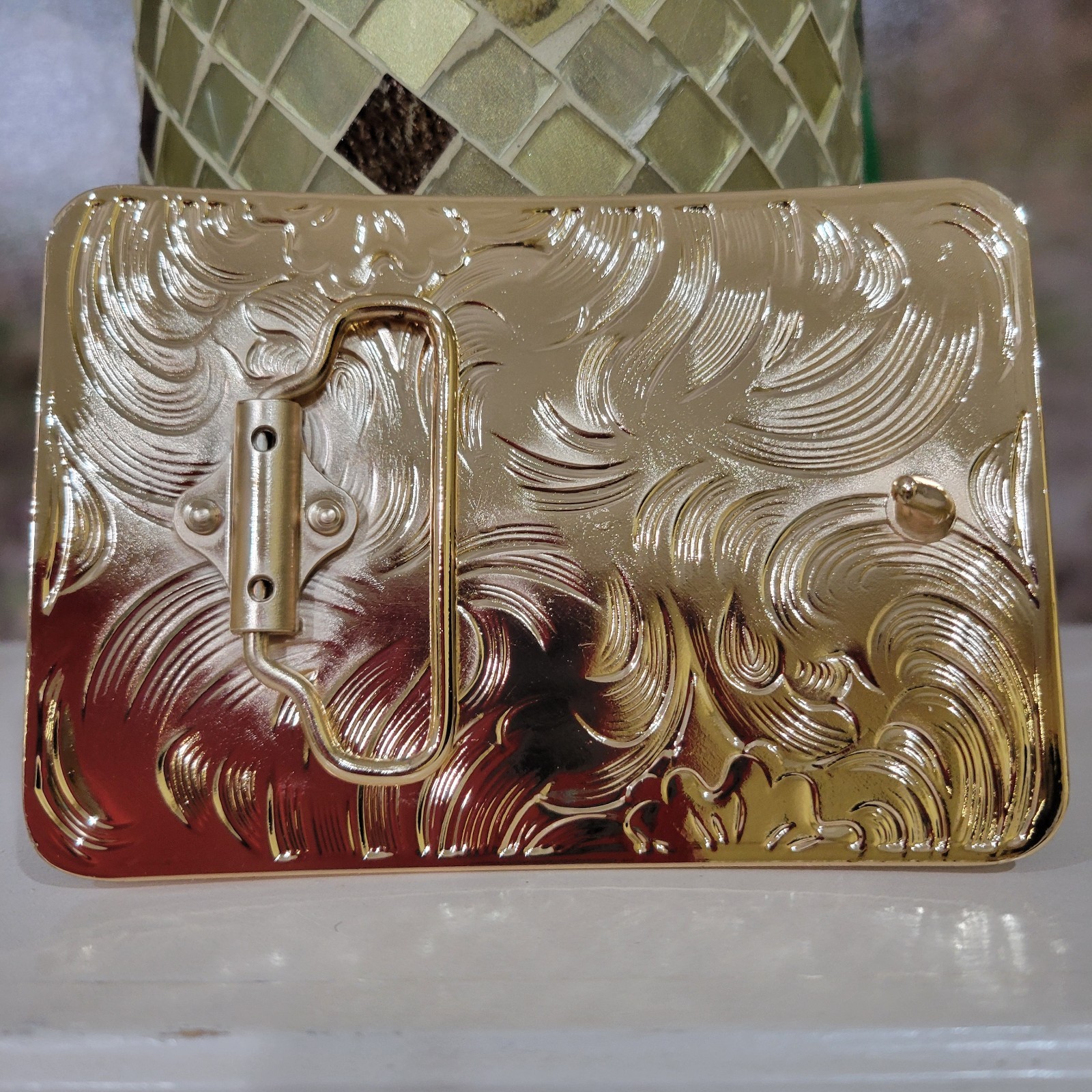 Rooster Western Belt Buckle Rose Tone And Silver Rare Piece With Details Cowboy