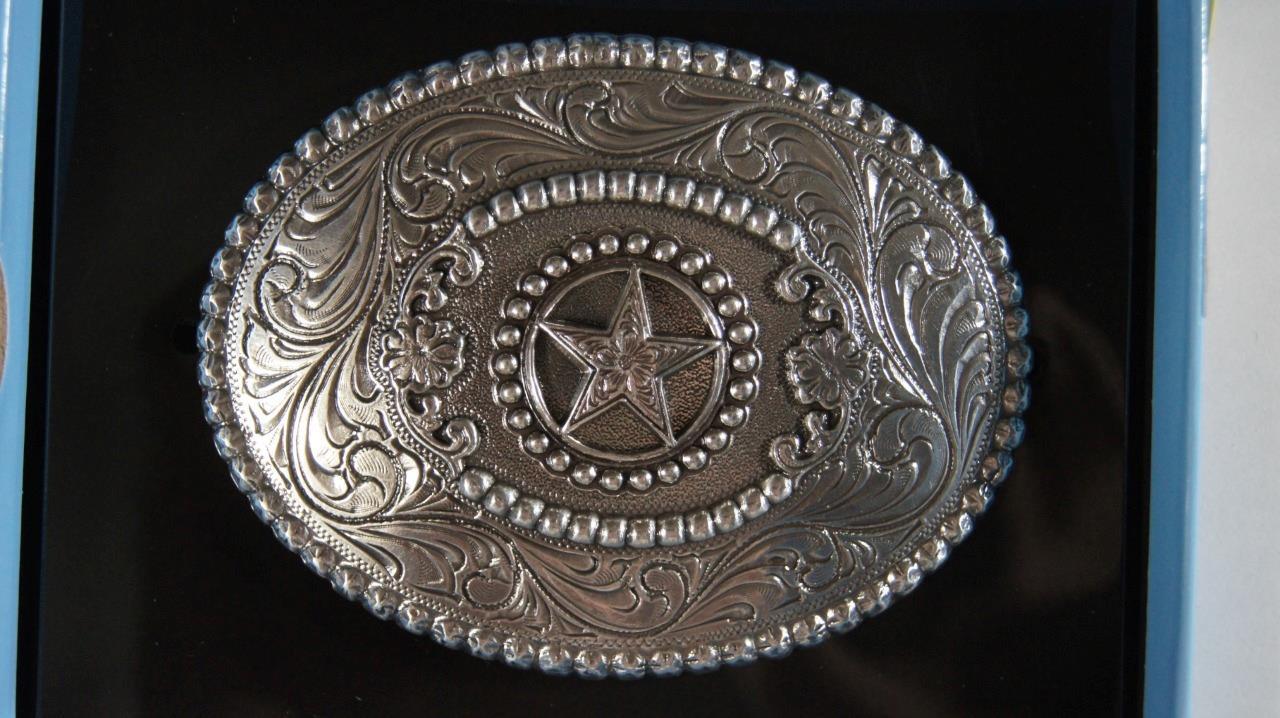 M&F Western Nocona Silver Star & Filigree Swirl Oval Belt Buckle 3756844