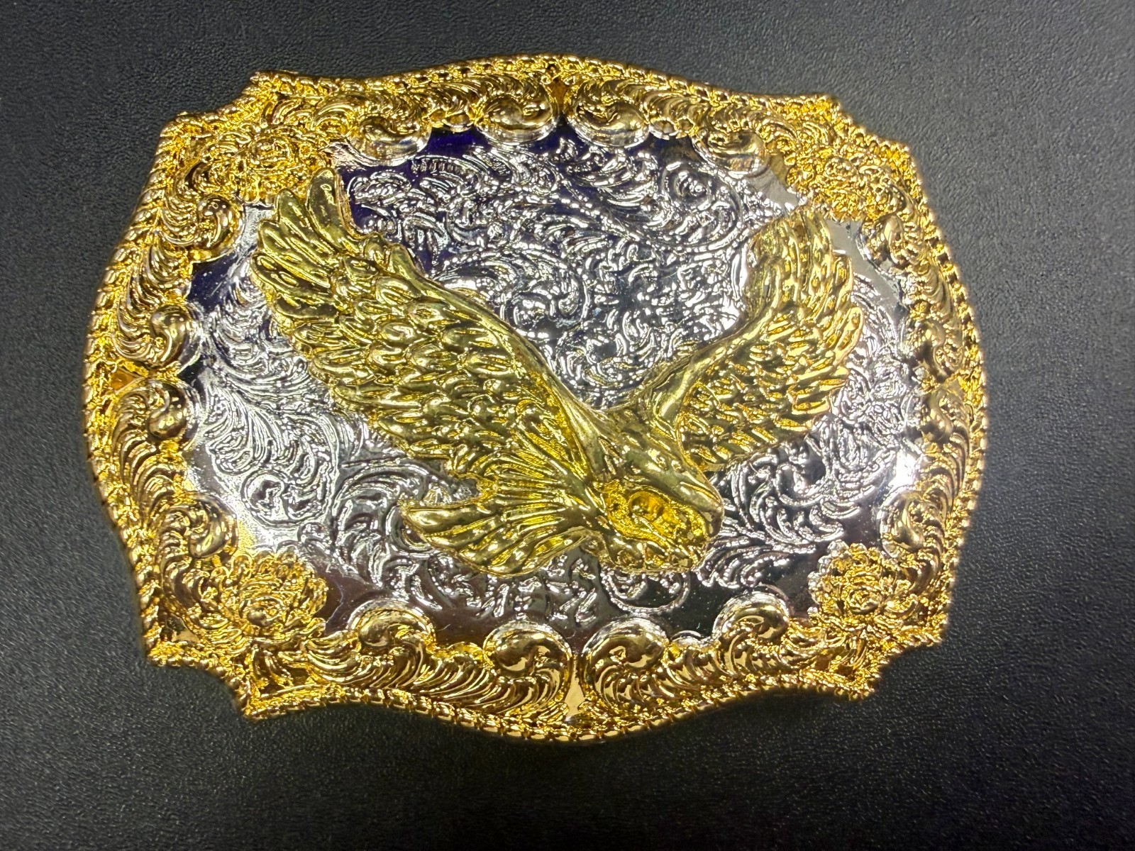 Western American Pride USA Bald Eagle Majestic Flying Two Tone Belt Buckle