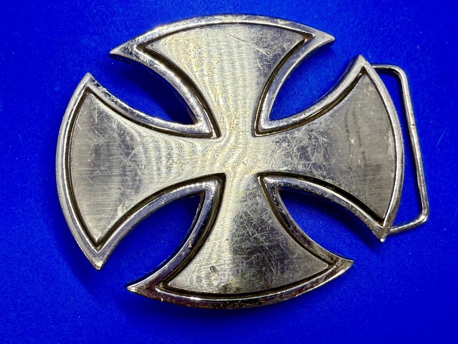 Maltese Iron Cross Religious Gothic Punk Vibe Silver Color Cutout Belt Buckle