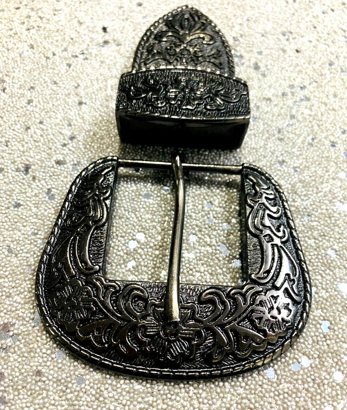 Western 3 piece buckle set copper Black buckle 1.5&Prime; 38mm cowgirl brass buckle
