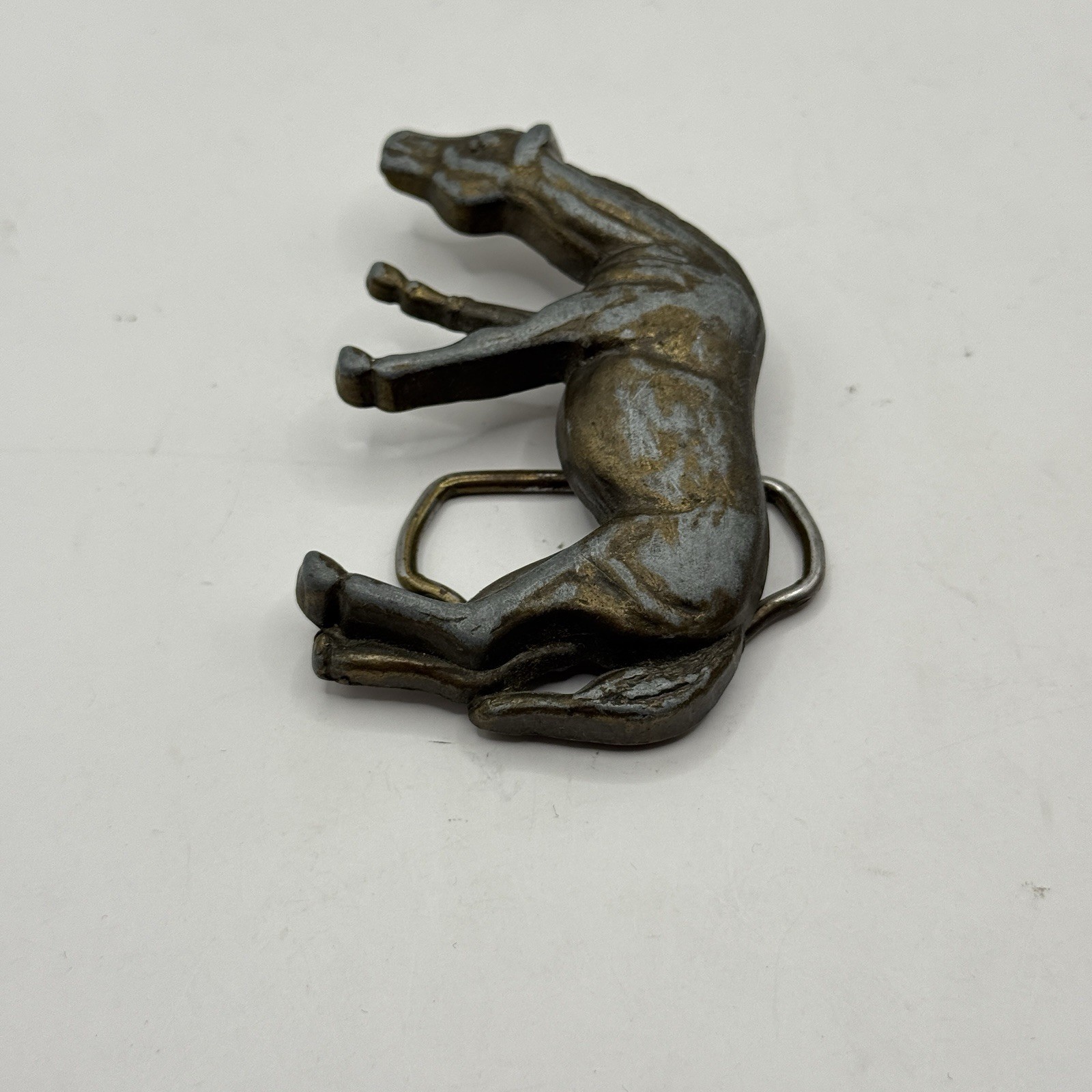 Vintage Antique Bronze Western Style Grazing Horse Belt Buckle Equestrian 4179