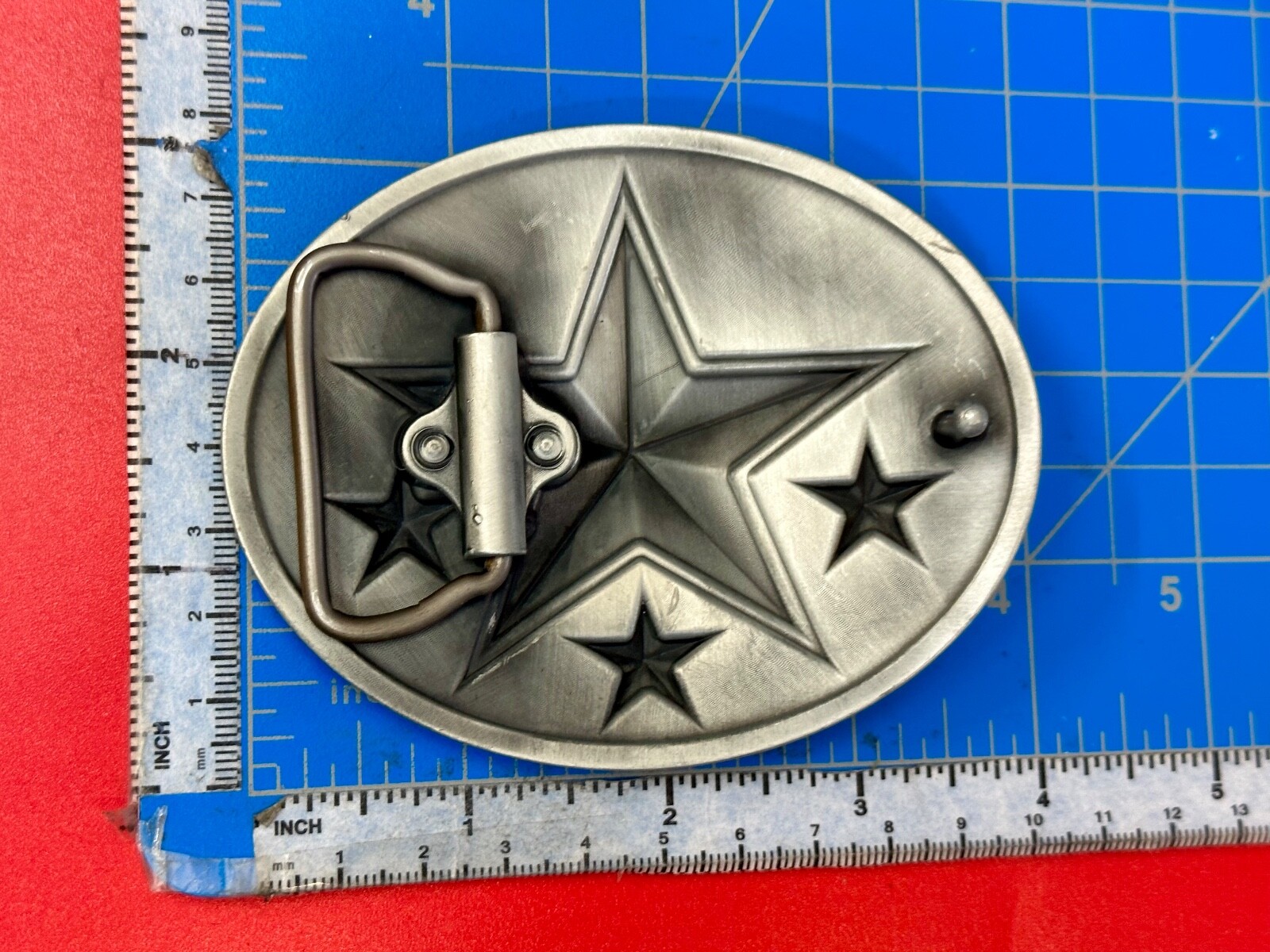 3D Nautical Celtic Star In Flames – Silver Tone Oval 4&Prime; Wide Vintage Belt Buckle