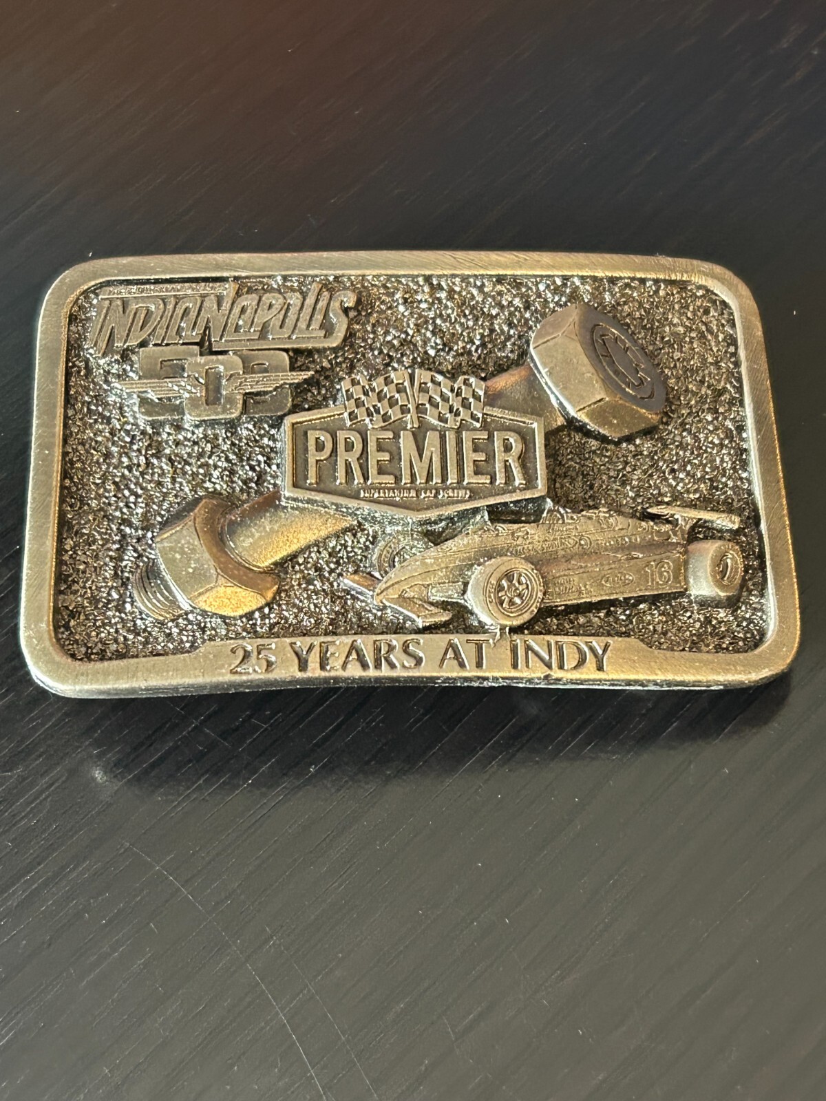 Vintage Collectible Premier Industrial Corp Indy 500 GAB Metal Belt buckle