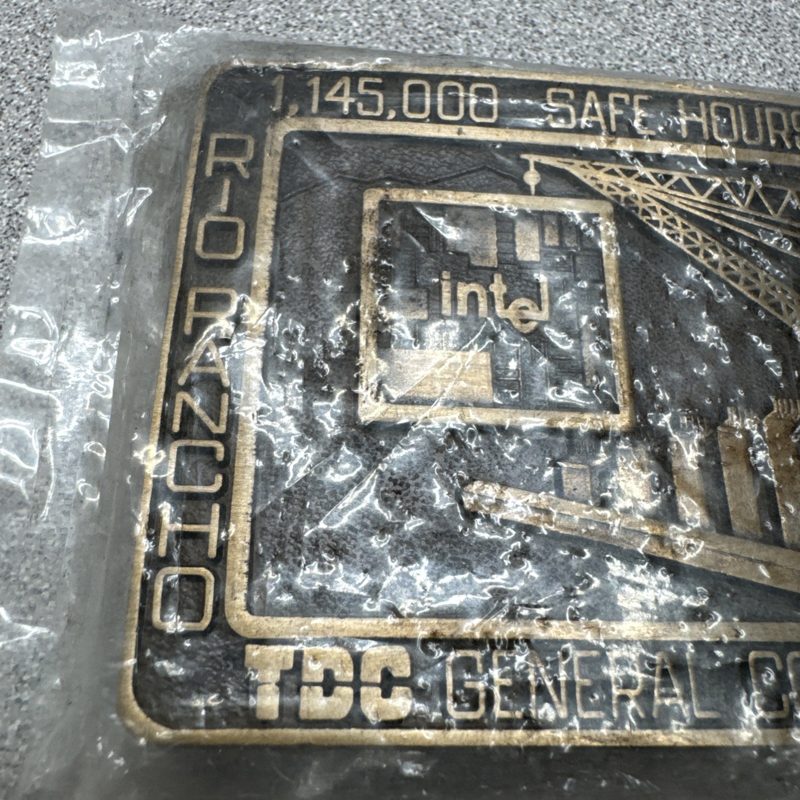 Vtg Intel TDC Contractor Belt Buckle Safe Hours Award Ro Rancho NM Metal