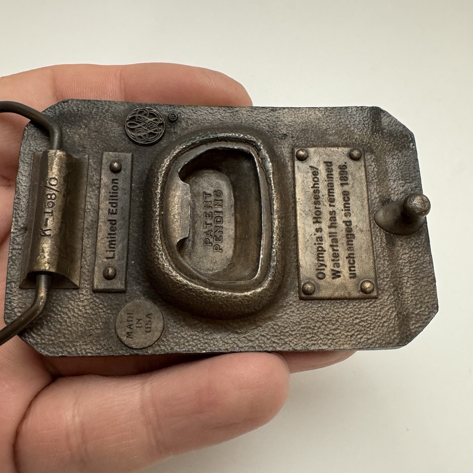 Bergamont Brass Olympia Beer Horseshoe Advertisement Belt Buckle Limited Edition