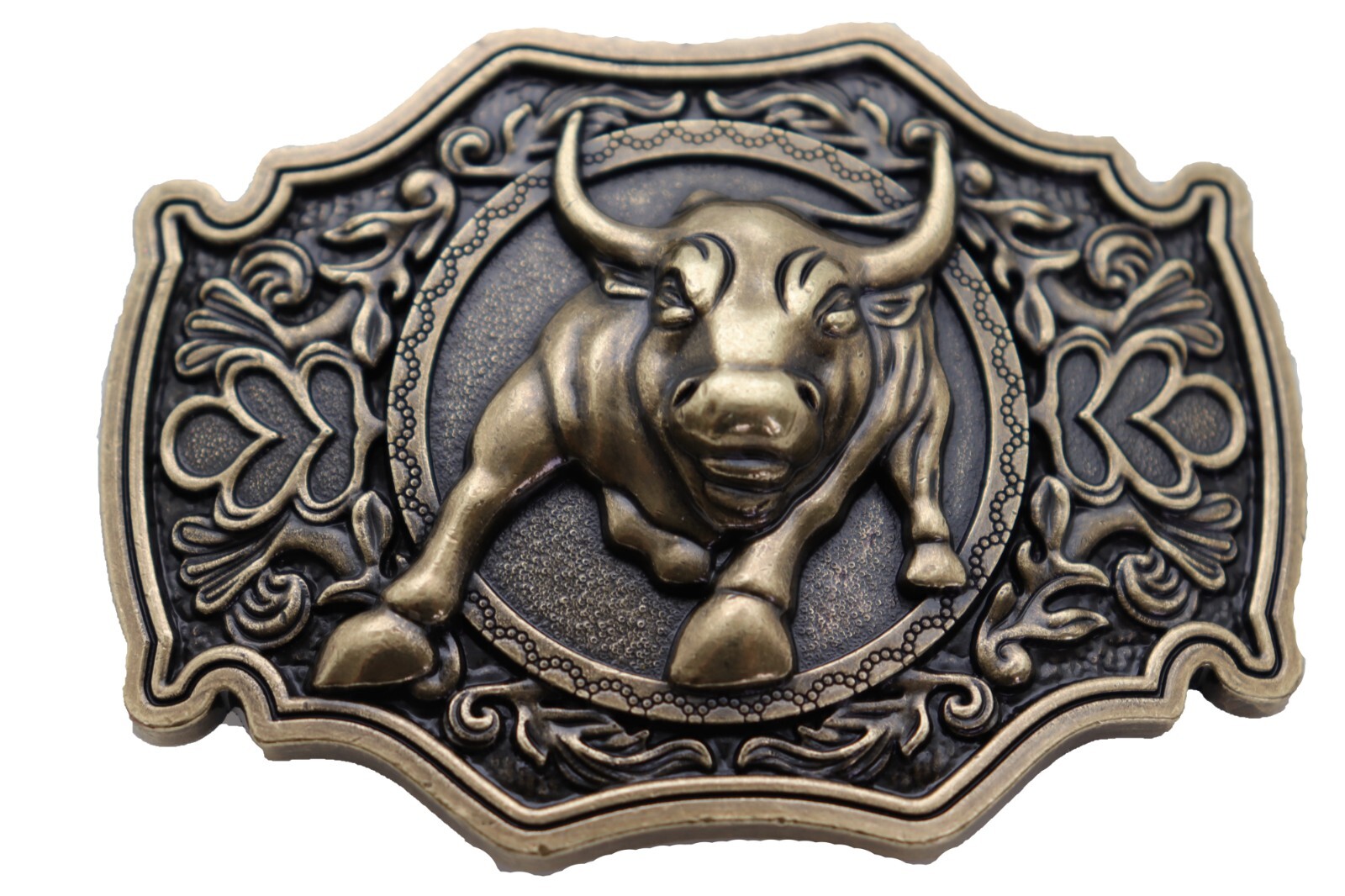 Men Gold Metal Belt Buckle Cowboys Western Fashion Bull Rodeo Filigree Unisex
