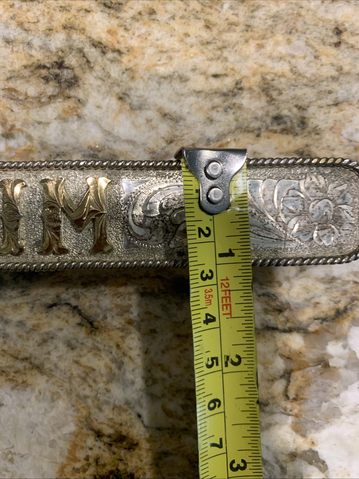 JUSTIN SILVER MEXICO “JIM” Name Plate 6.25” WESTERN
