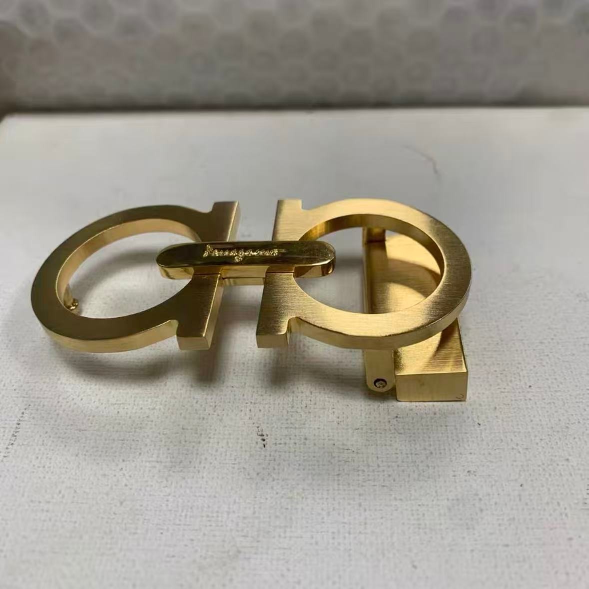 Ferragamo Brushed Gold Gancini Style Copper Belt Buckle for 3.5cm Straps