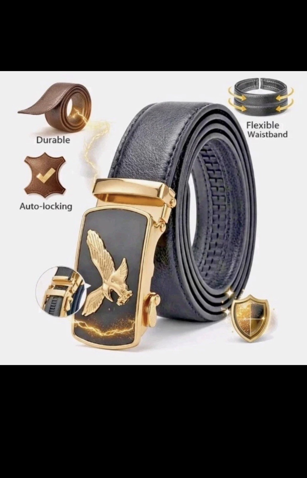 Men Eagle Decor Automatic Buckle Belt