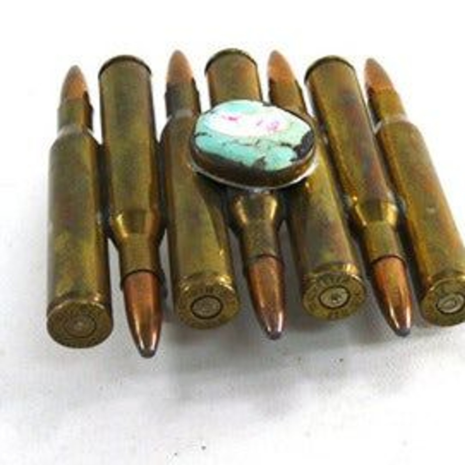Novelty empty cartridges bullet shell casing belt buckle turquoise stone .270