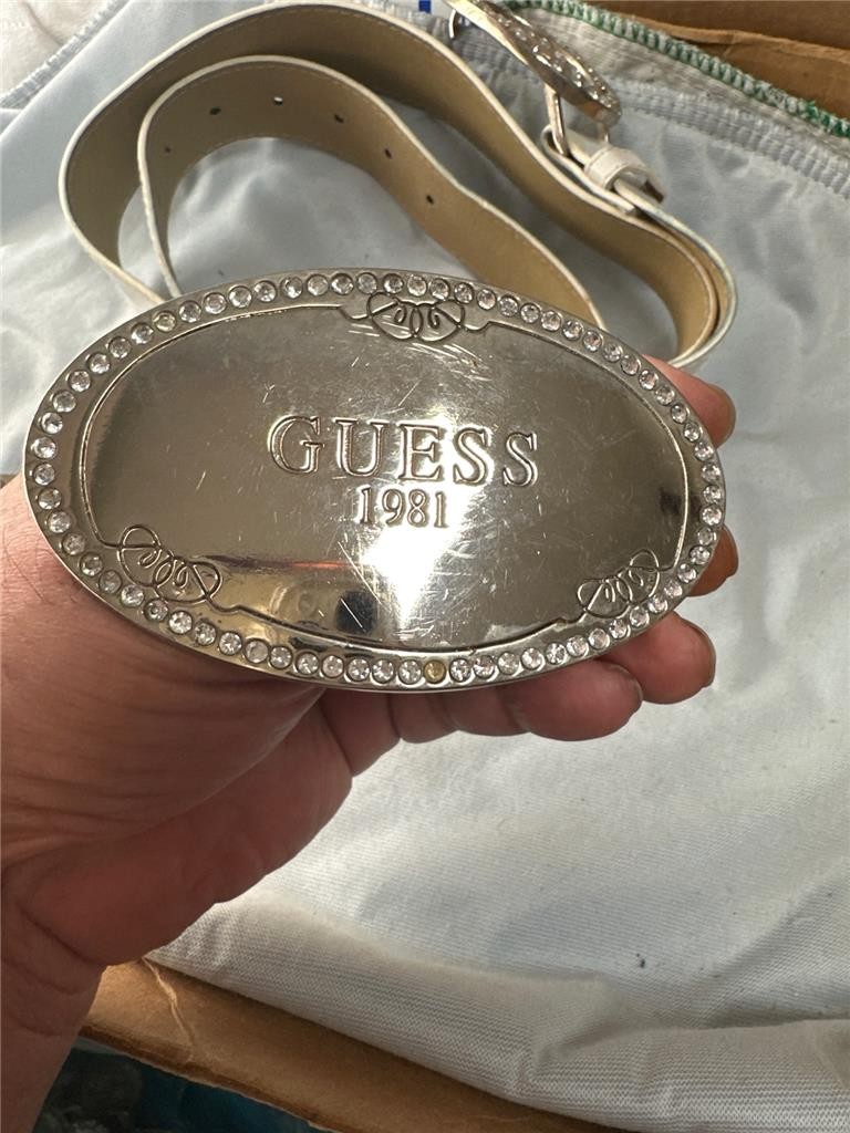 Vintage Guess Jeans Belt Buckle Lot of Three Buckles and 1 Belt