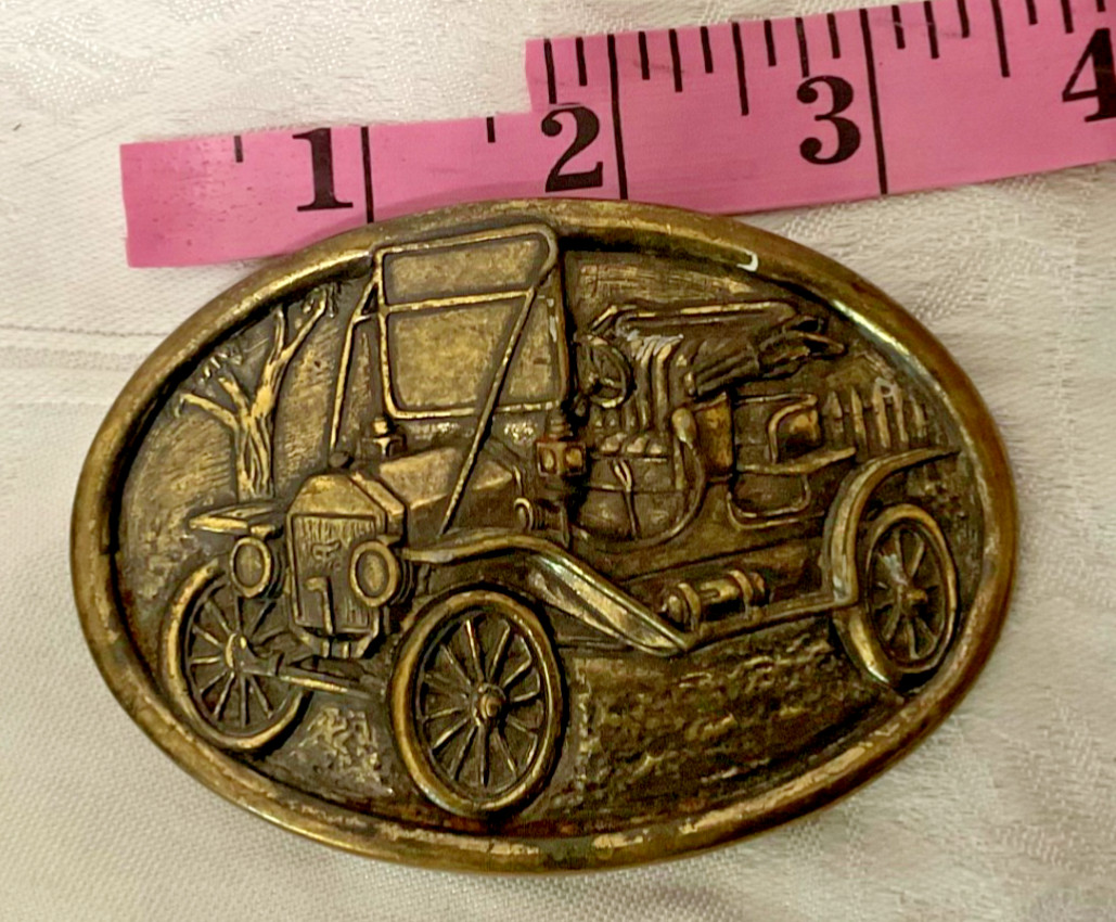 Car Belt Buckle Avon Vintage Model T Brass Look Automobile Vehicle